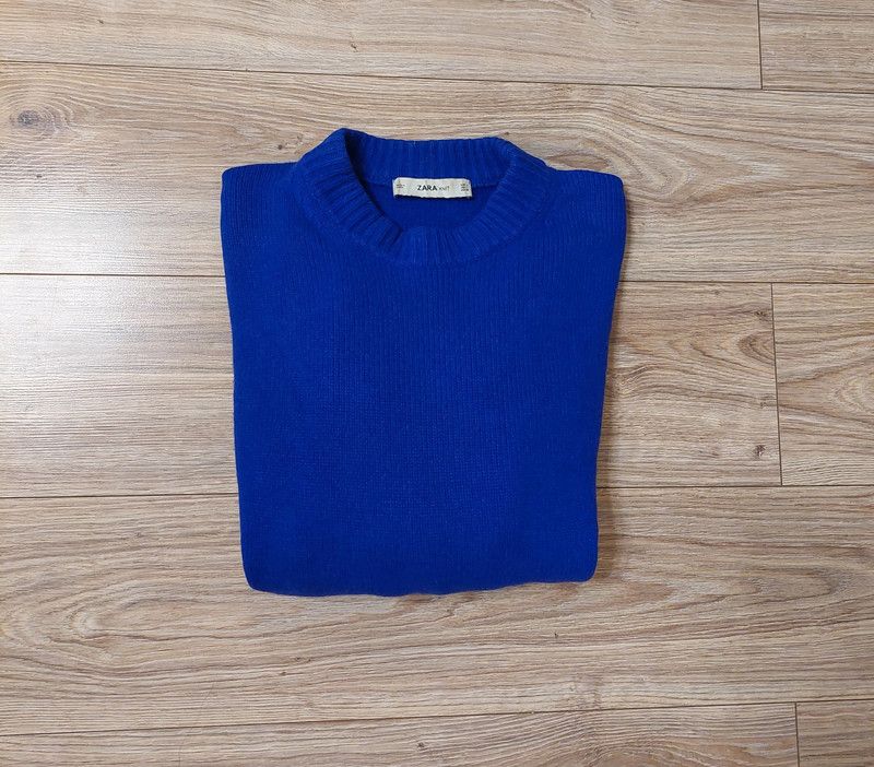 Zara 100% cashmere sweater jumper blue luxury soft comfortable Size US L / EU 52-54 / 3 - 2 Thumbnail