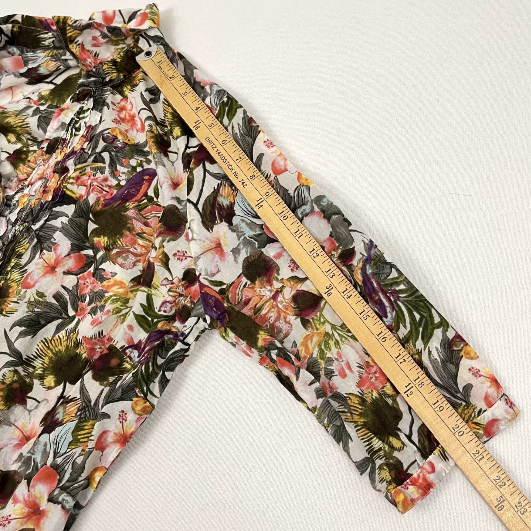 C&A Canda Blouse Womens 2XL Multi Floral Bird Sheer Lightweight Popover Boho C&A Size XXL / US 16-18 / IT 52-54 - 7 Thumbnail