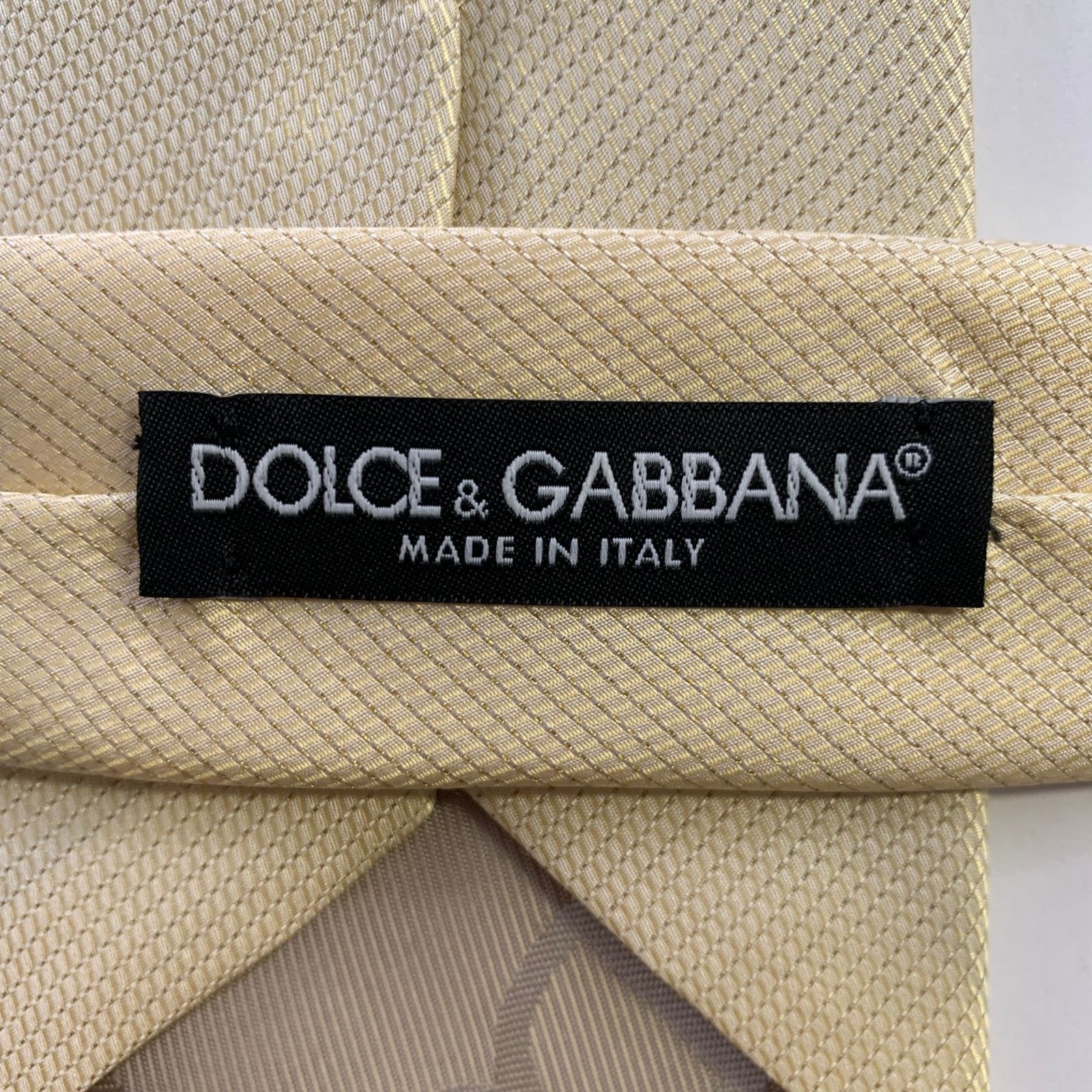 Dolce & Gabbana DOLCE & GABBANA Cream Gold Silk Tie Size ONE SIZE - 3 Thumbnail