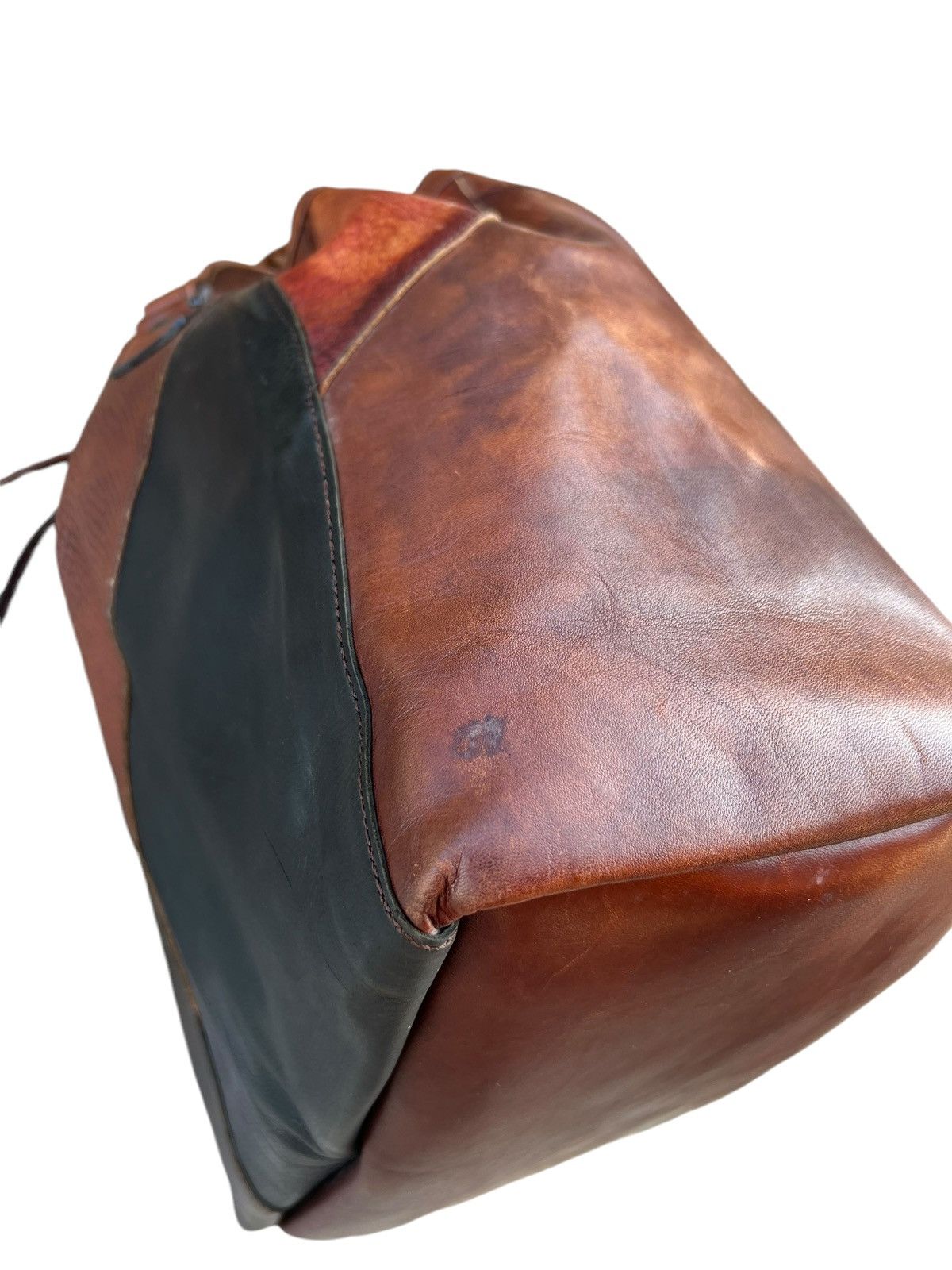 Leather Vintage K. Murata Japan Fade Patina Patchwork Tote Bag Size ONE SIZE - 19 Thumbnail