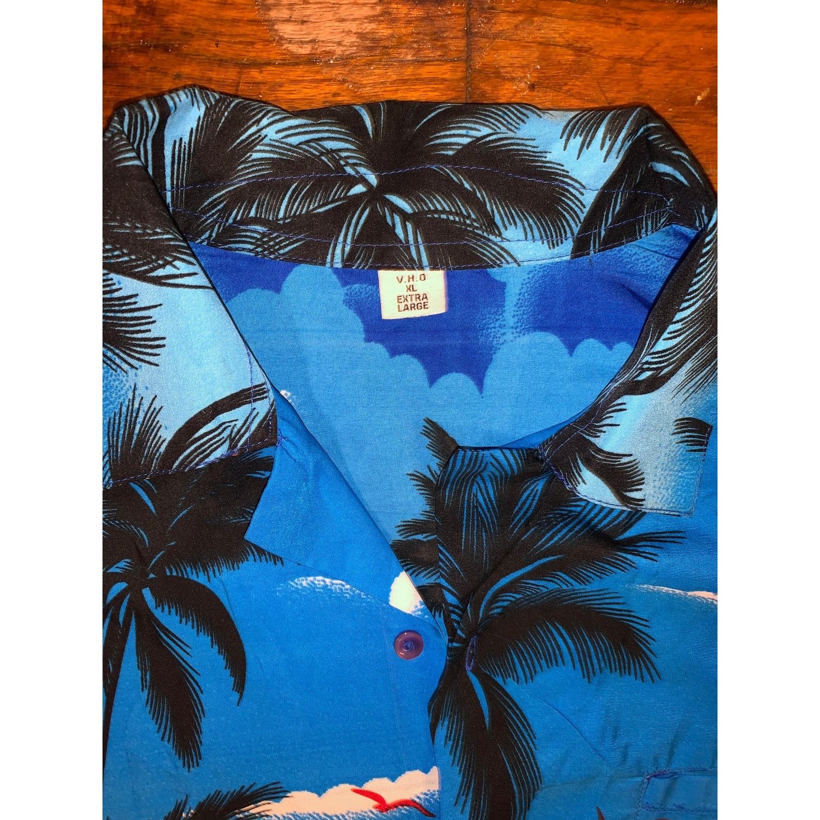 Other Tropical Hawaiian Shirt XL Blue Palm Trees Sunset Beach Size US XL / EU 56 / 4 - 2 Thumbnail