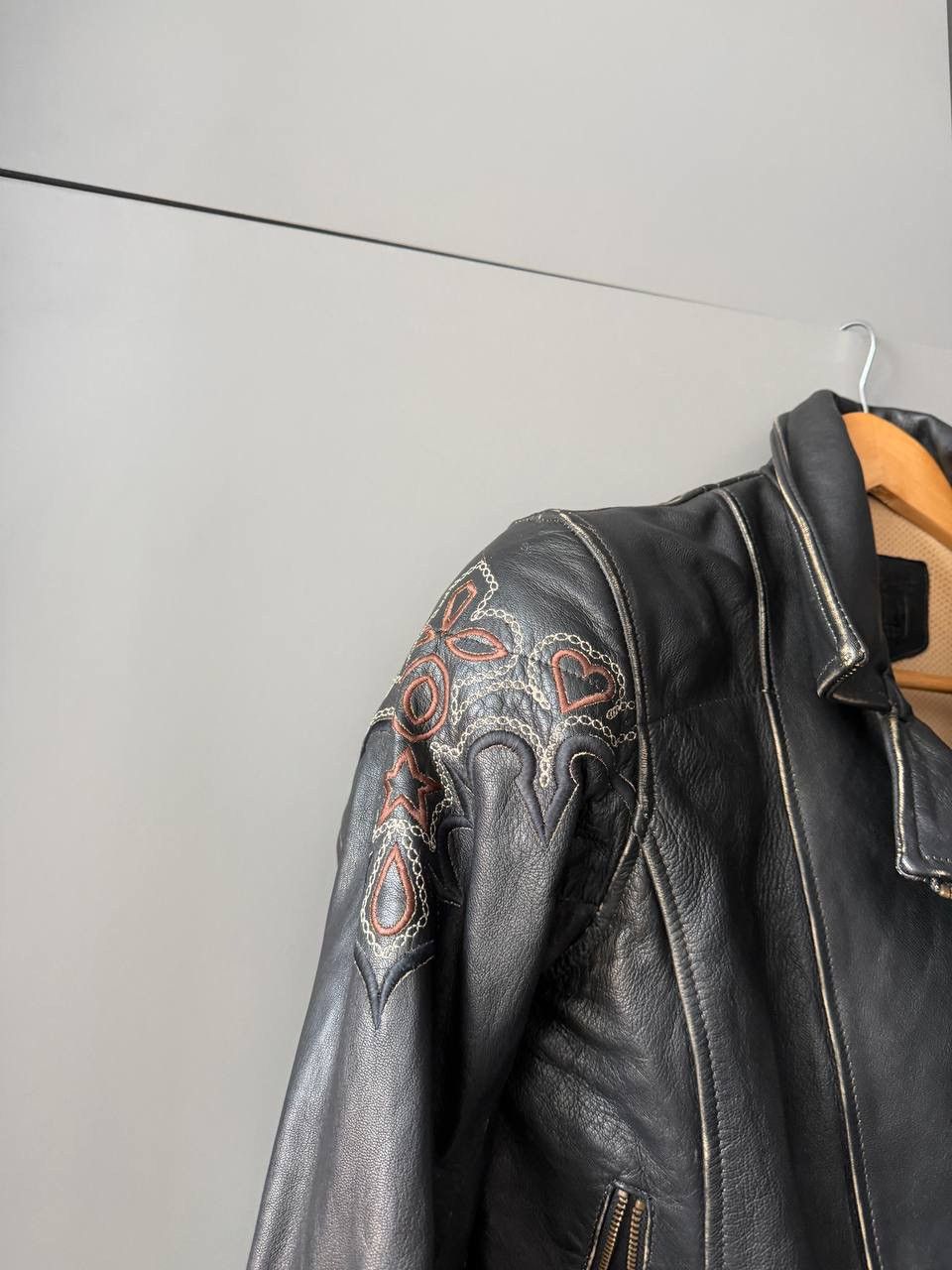 Vintage Halvarssons Vintage Real Leather Moto Biker Jacket 8710AC Size XS / US 0-2 / IT 36-38 - 10 Thumbnail