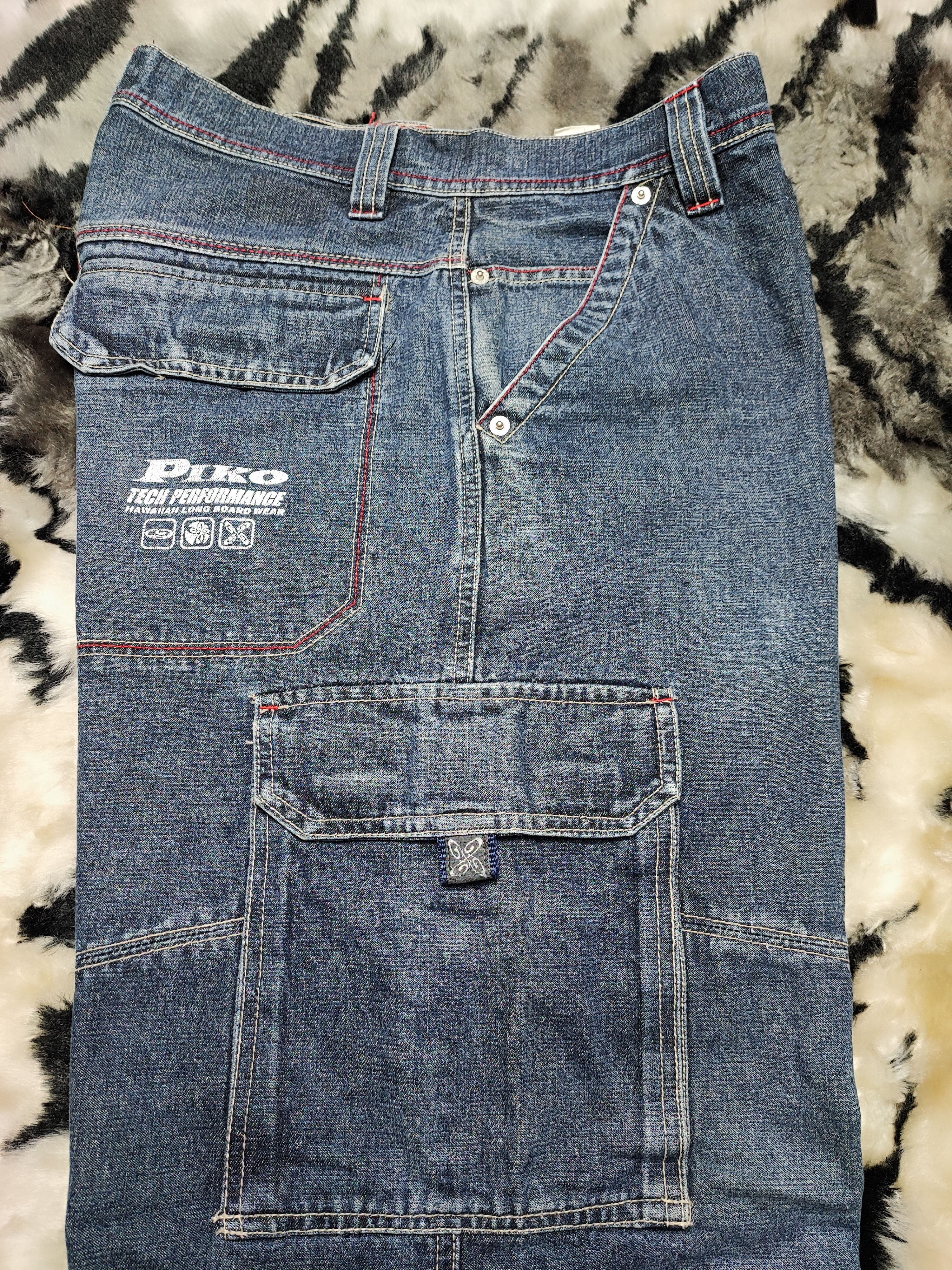 If Six Was Nine Piko Jeans Baggy Wide Leg Cargo Denim Size US 31 - 5 Thumbnail