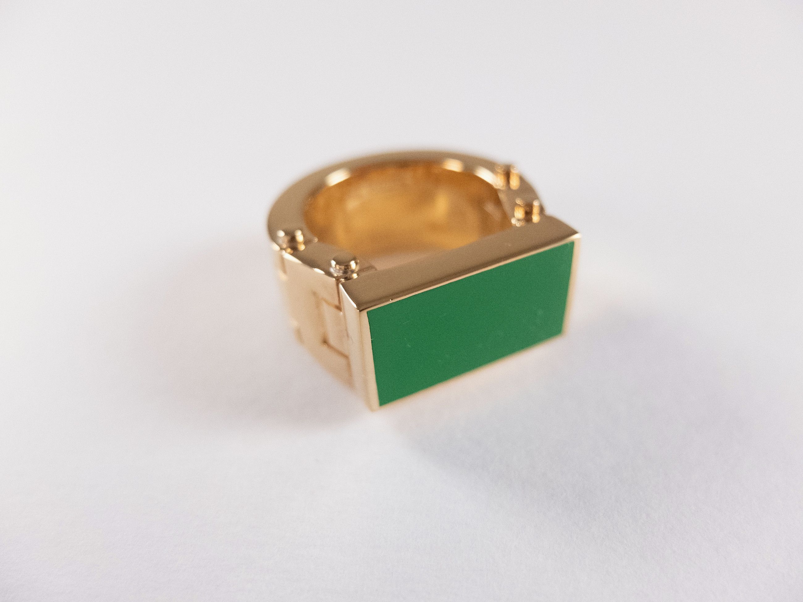 Bottega Veneta BOTTEGA VENETA Bolt green gold plated silver chunky ring 7 q Size ONE SIZE - 3 Thumbnail