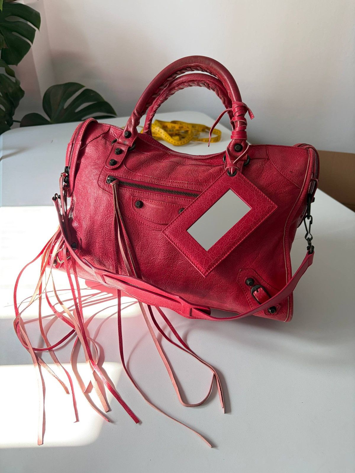 Balenciaga 2012 BALENCIAGA Rose Jaipur Lambskin Leather Motorcycle City Size ONE SIZE - 1 Thumbnail