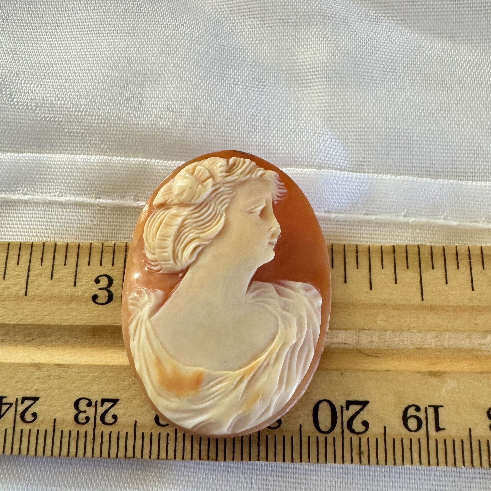 Vintage Antique Victorian Lady Profile Oval Carved Shell Loose Cameo Size ONE SIZE - 6 Thumbnail