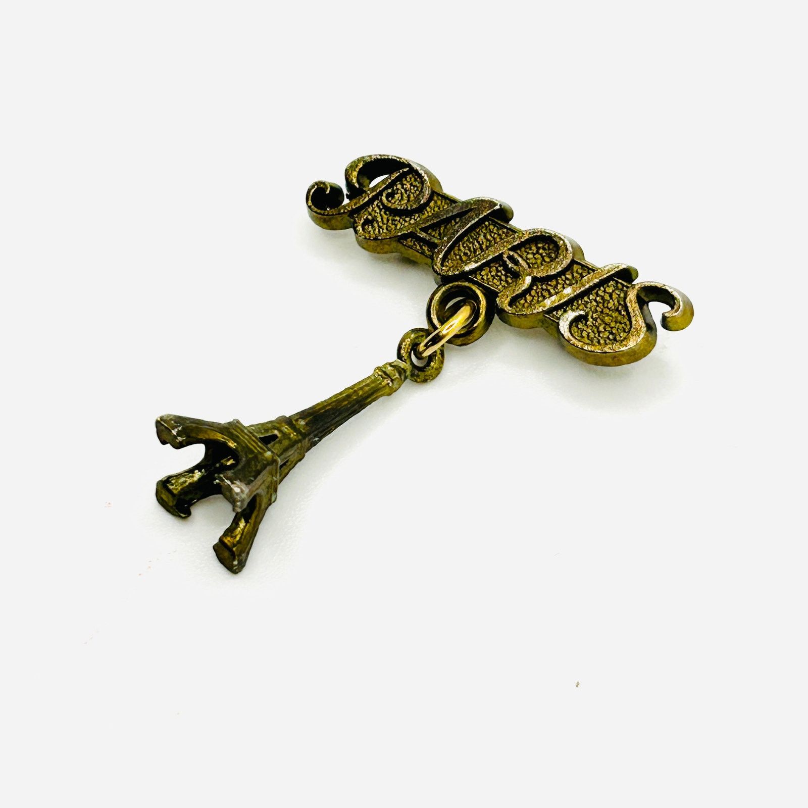 Vintage 60s Paris Eiffel Tower Gold Script Souvenir Brooch Pin Size ONE SIZE - 2 Thumbnail