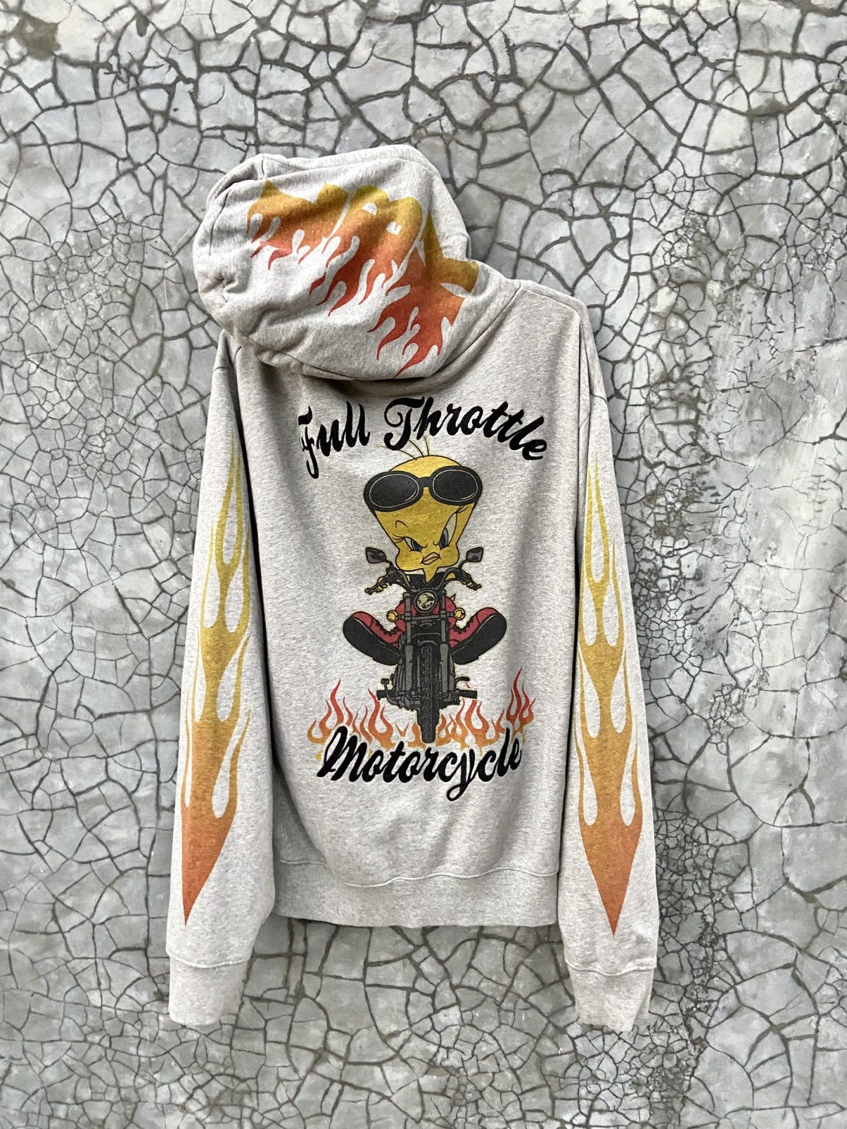 Vintage 90s Lowblow Knuckle X Looney Tunes Flame Zip Hoodie