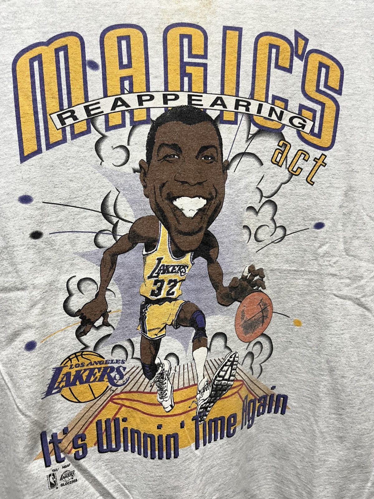 NBA Vintage 90s LA Lakers Magic Johnson NBA T-Shirt Size US L / EU 52-54 / 3 - 2 Thumbnail