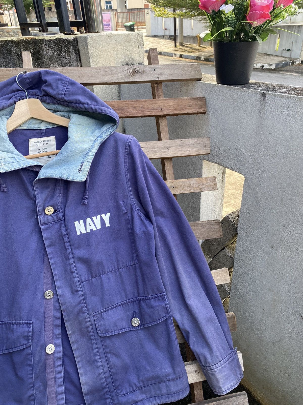 Vintage Vintage Sunfaded Coen Navy Button Jacket Size US L / EU 52-54 / 3 - 3 Thumbnail
