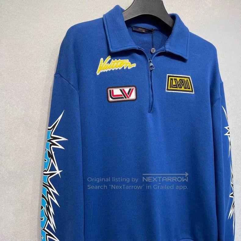 Louis Vuitton Louis Vuitton Klein Blue Logo Up-collar Sweatshirt Size US XL / EU 56 / 4 - 3 Thumbnail