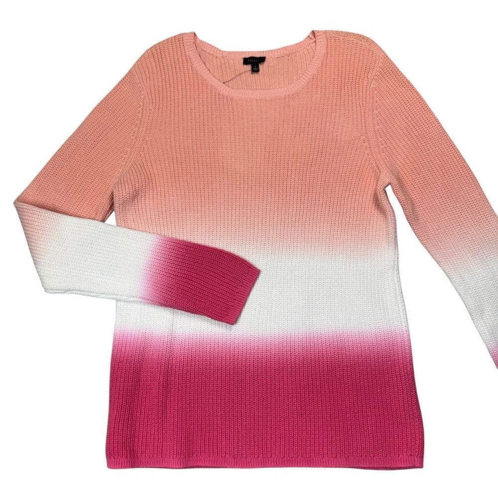 Talbots New Talbots Shaker Stitch Ombré Dip Dye Cotton Sweater Size Size L / US 10 / IT 46 - 2 Thumbnail