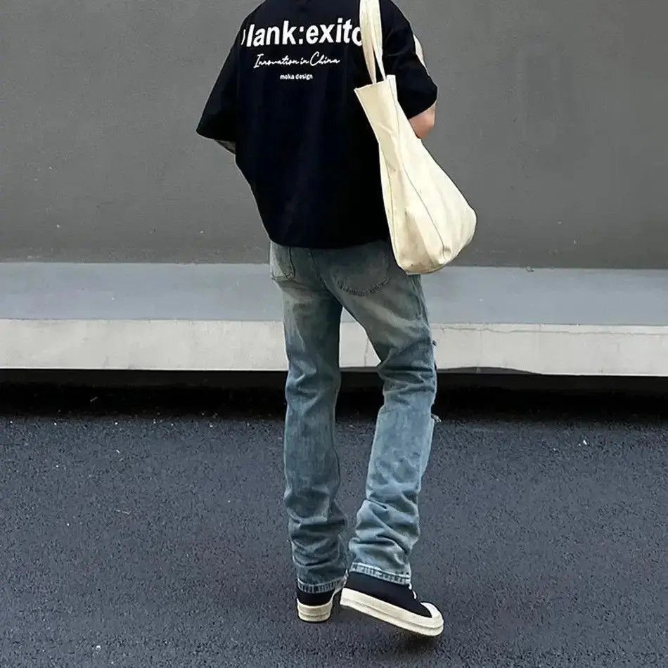 Japanese Brand Ripped Jeans Men Summer Slim Streetwear Blue Casual Fashion Size US 30 / EU 46 - 5 Thumbnail