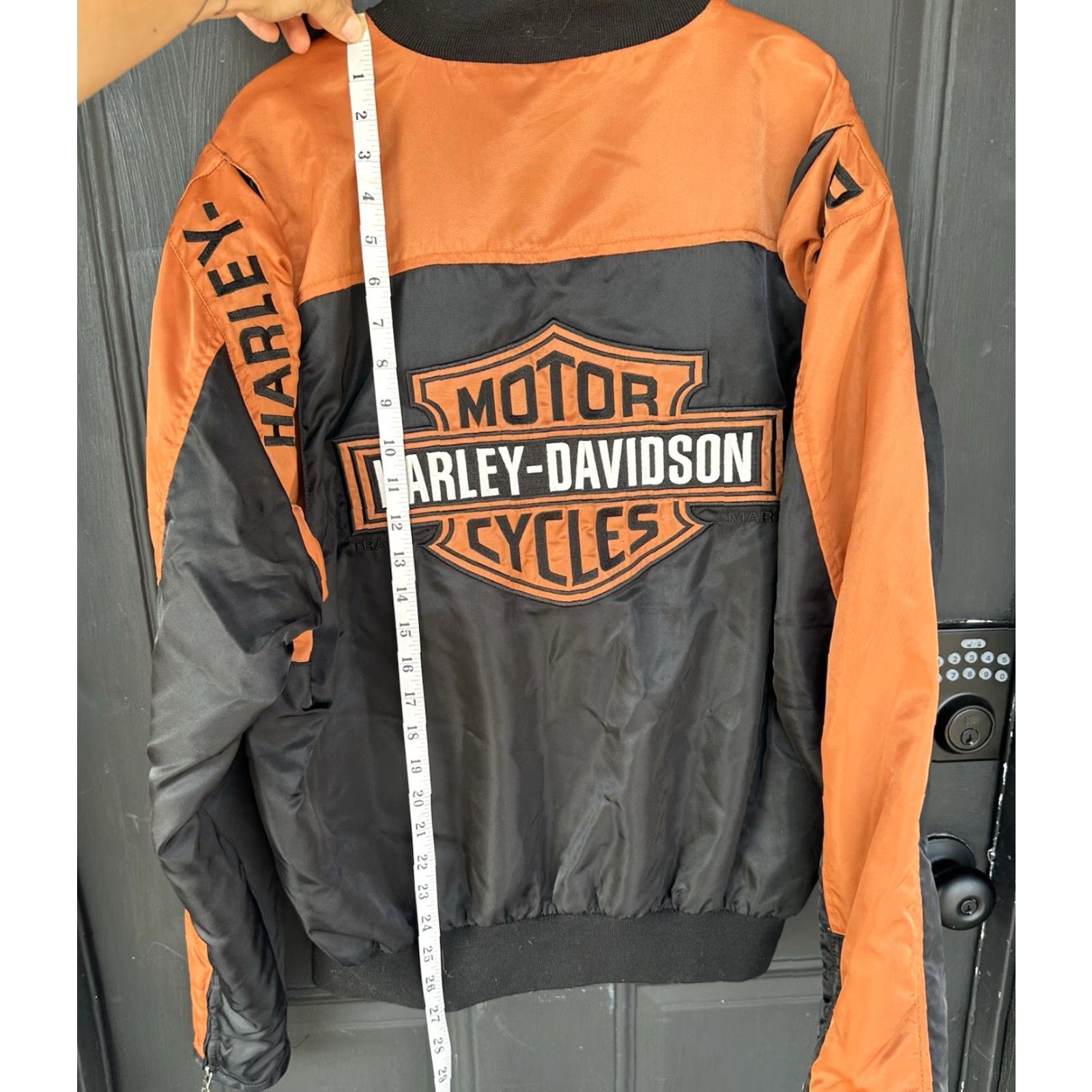 Harley Davidson Harley-Davidson Jacket Mens Bar Shield Nylon Bomber Zip Black Orange Shield Colorblocked 2000s Riding Size US M / EU 48-50 / 2 - 2 Thumbnail