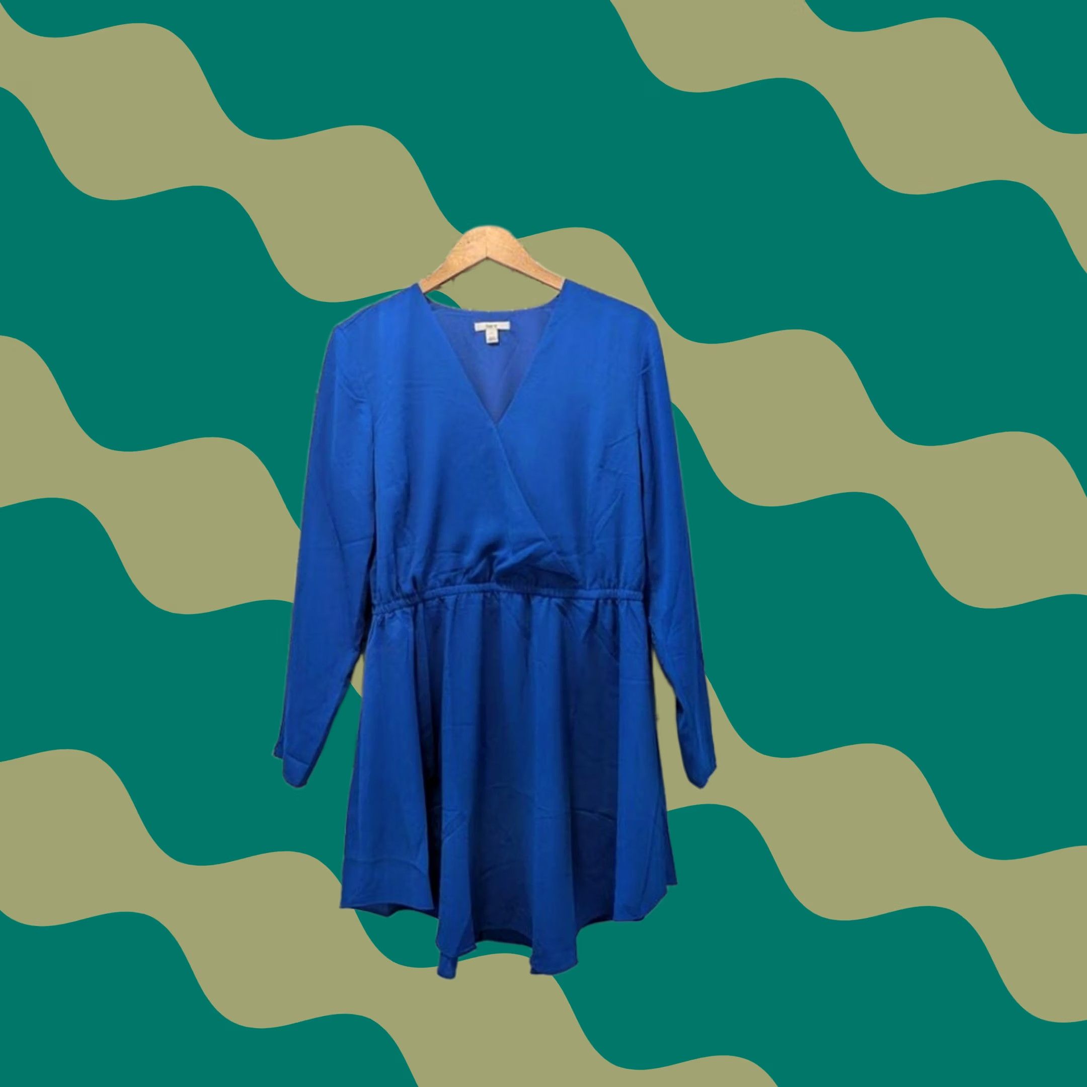 Bar III Bar III Royal Blue Surplice V-Neck Long Sleeve Mini Dress L Women Size L / US 10 / IT 46 - 1 Thumbnail