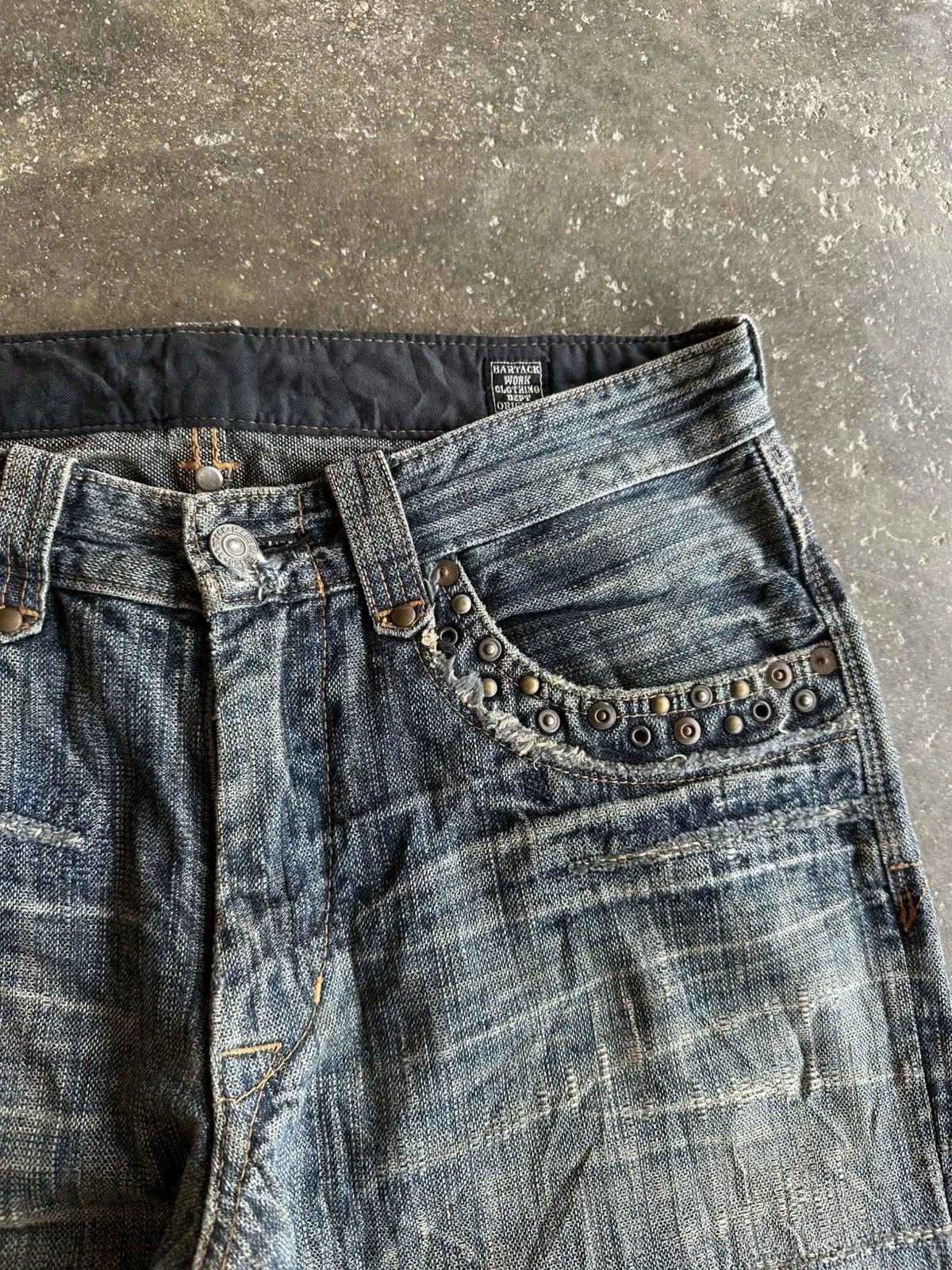 uniform experiment VINTAGE BARTACK JAPAN FLARES JEANS SPIKE/STUDDED DENIM PANTS Size US 29 - 6 Thumbnail