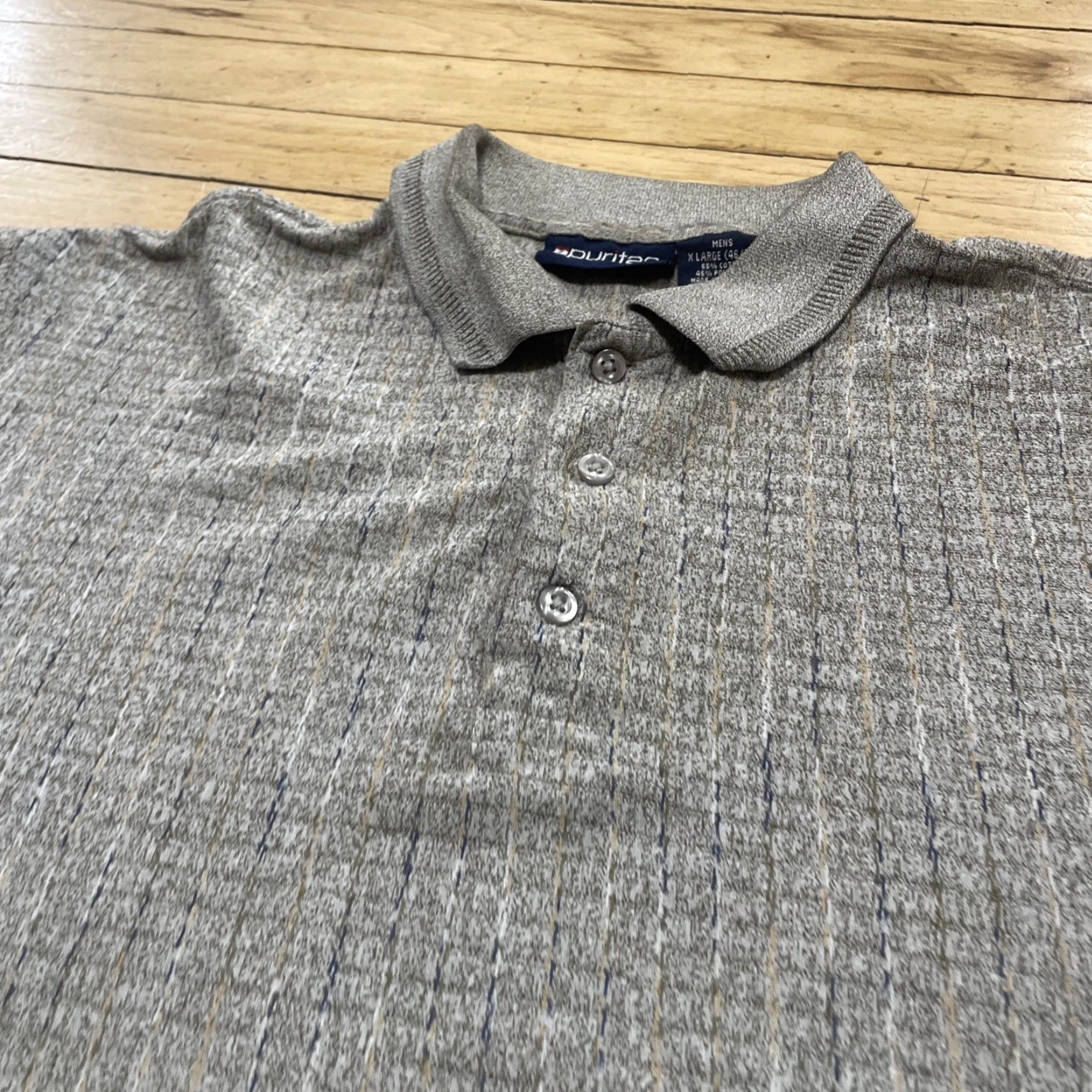 Vintage VINTAGE Puritan Polo Shirt Knit Textured Y2k Cotton Short Sleeve Button Brown Blue Yellow Spec 3D XL Mens Size US XL / EU 56 / 4 - 5 Thumbnail