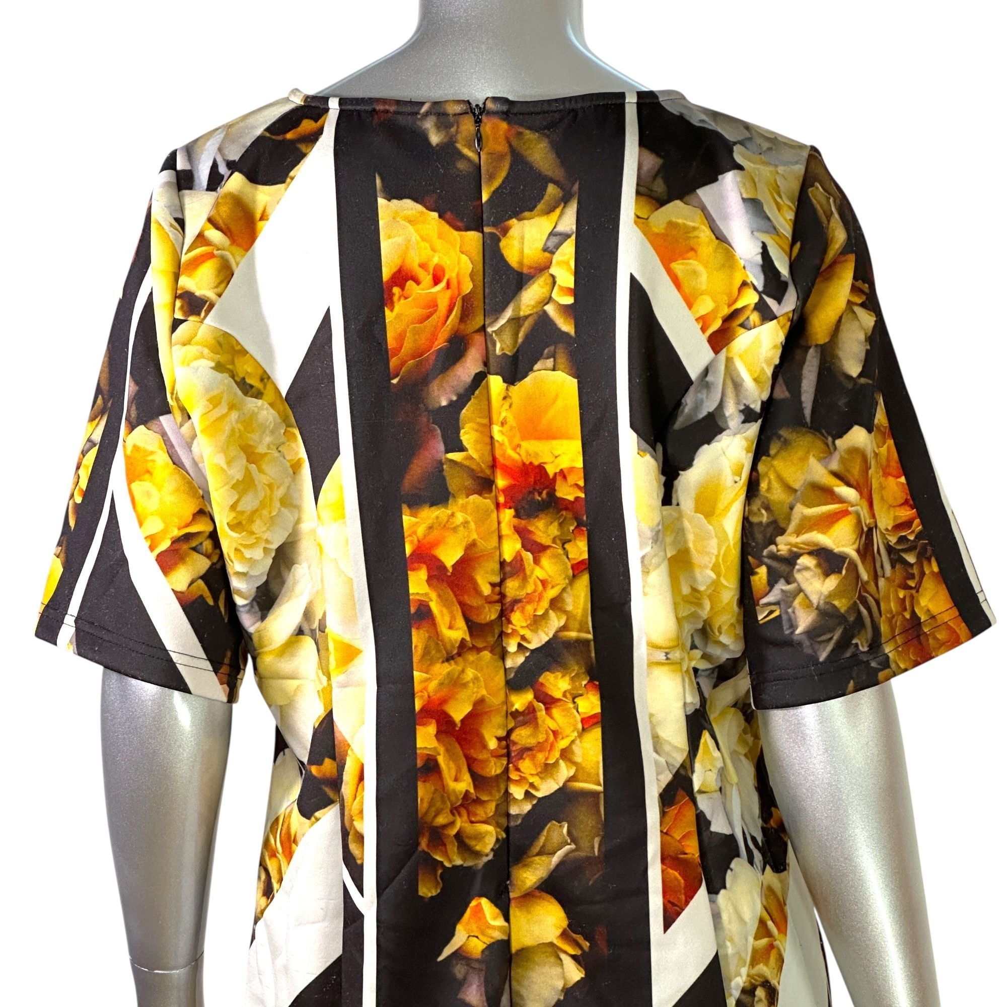 Designer Eloquii Gold and Black Floral Print Midi Dress Size 18 Shor Size XXL / US 16-18 / IT 52-54 - 6 Thumbnail