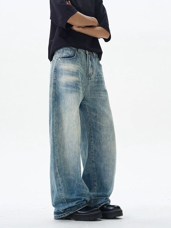 Japanese Brand × Jean High street men's distressed wide-leg scimitar jeans Size US 32 / EU 48 - 3 Thumbnail