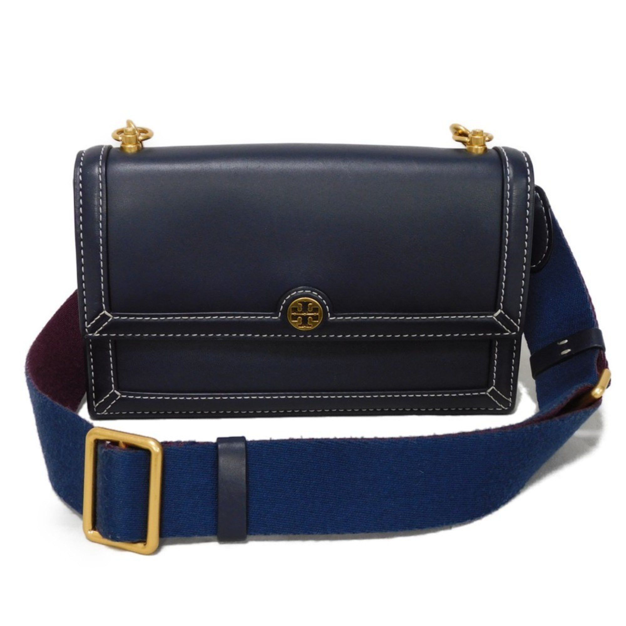 Tory Burch Shoulder Bag T Monogram Mini Smooth Calf Crossbody Double Midnight 84026 Women's Bags in Blue