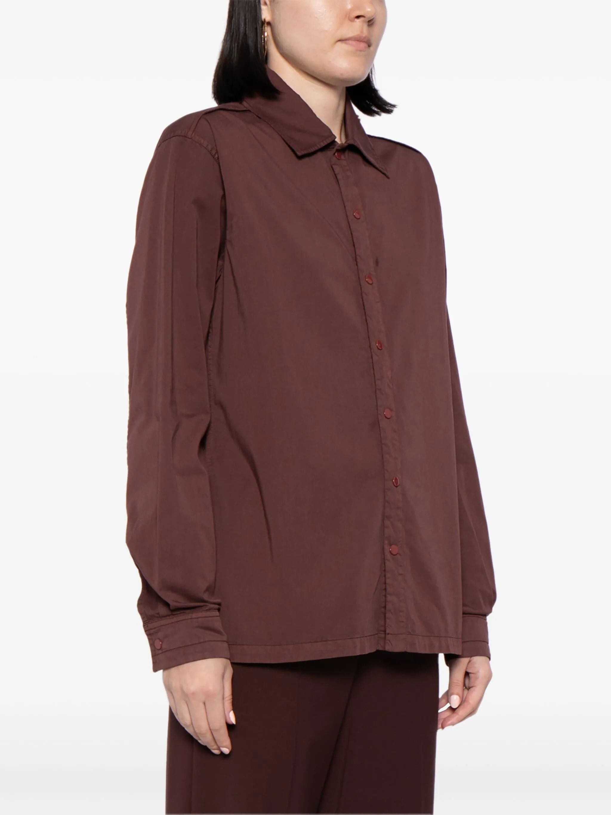 Lemaire o1s22i1n1024 Cotton Dyed Garment Shirt in Burgundy Size XS / US 0-2 / IT 36-38 - 3 Thumbnail