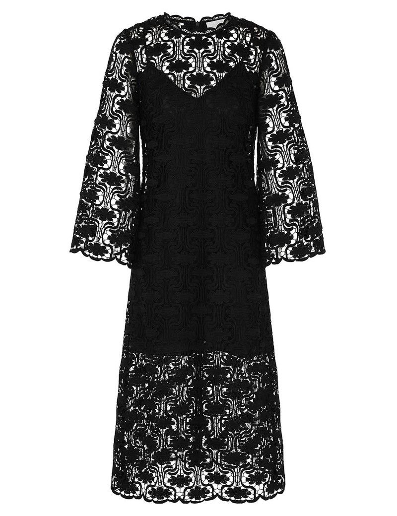 Zimmermann oc11z0126 Maxine Lace Midi Dress in Black Size L / US 10 / IT 46 - 1 Thumbnail