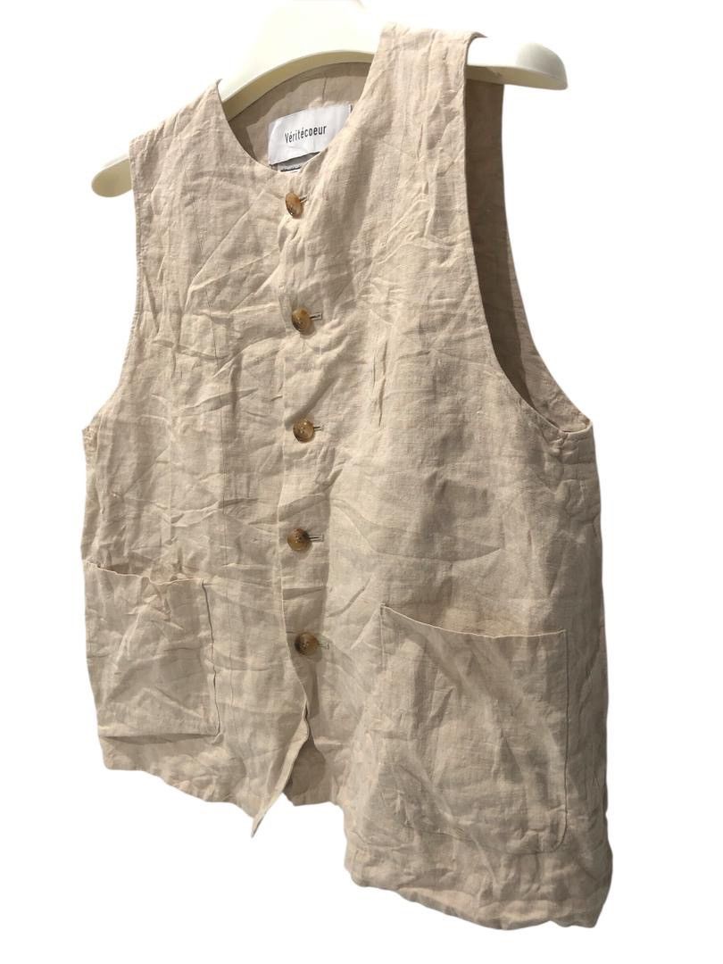 Japanese Brand Vintage Veritecoeur Buttons Linen Vest with double pockets Size US M / EU 48-50 / 2 - 1 Thumbnail