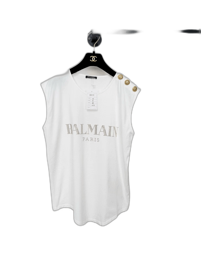 Balmain Balmain Short Sleeve Top with Button Details Size L / US 10 / IT 46 - 1 Thumbnail