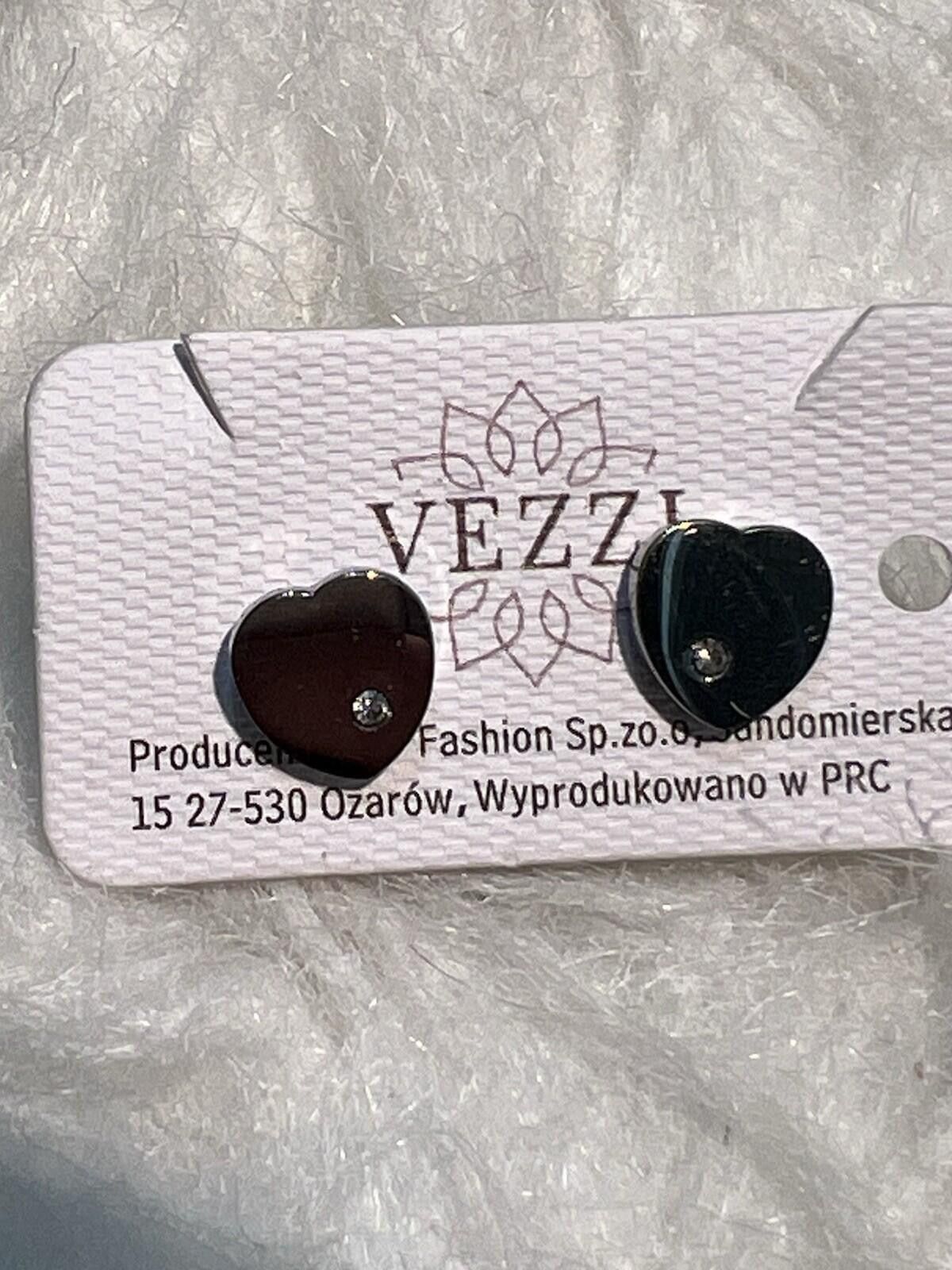Other Vezzi Silver Heart shaped Stud Earring With Small Crystals Size ONE SIZE - 2 Thumbnail