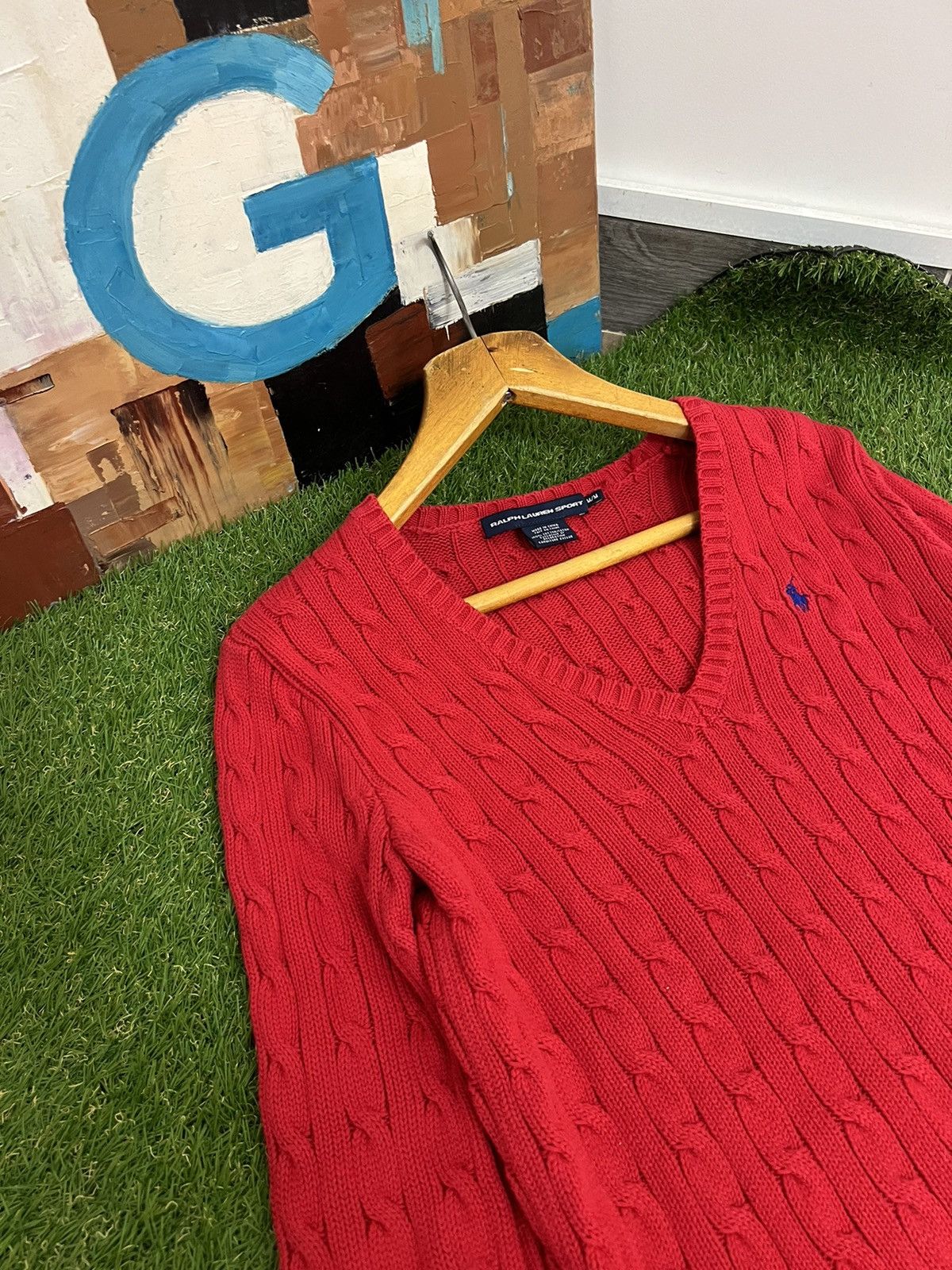 Lauren Ralph Lauren × Polo Ralph Lauren × Ralph Lauren Polo Ralph Lauren Red Cable Knit Sweater Size M / US 6-8 / IT 42-44 - 2 Thumbnail