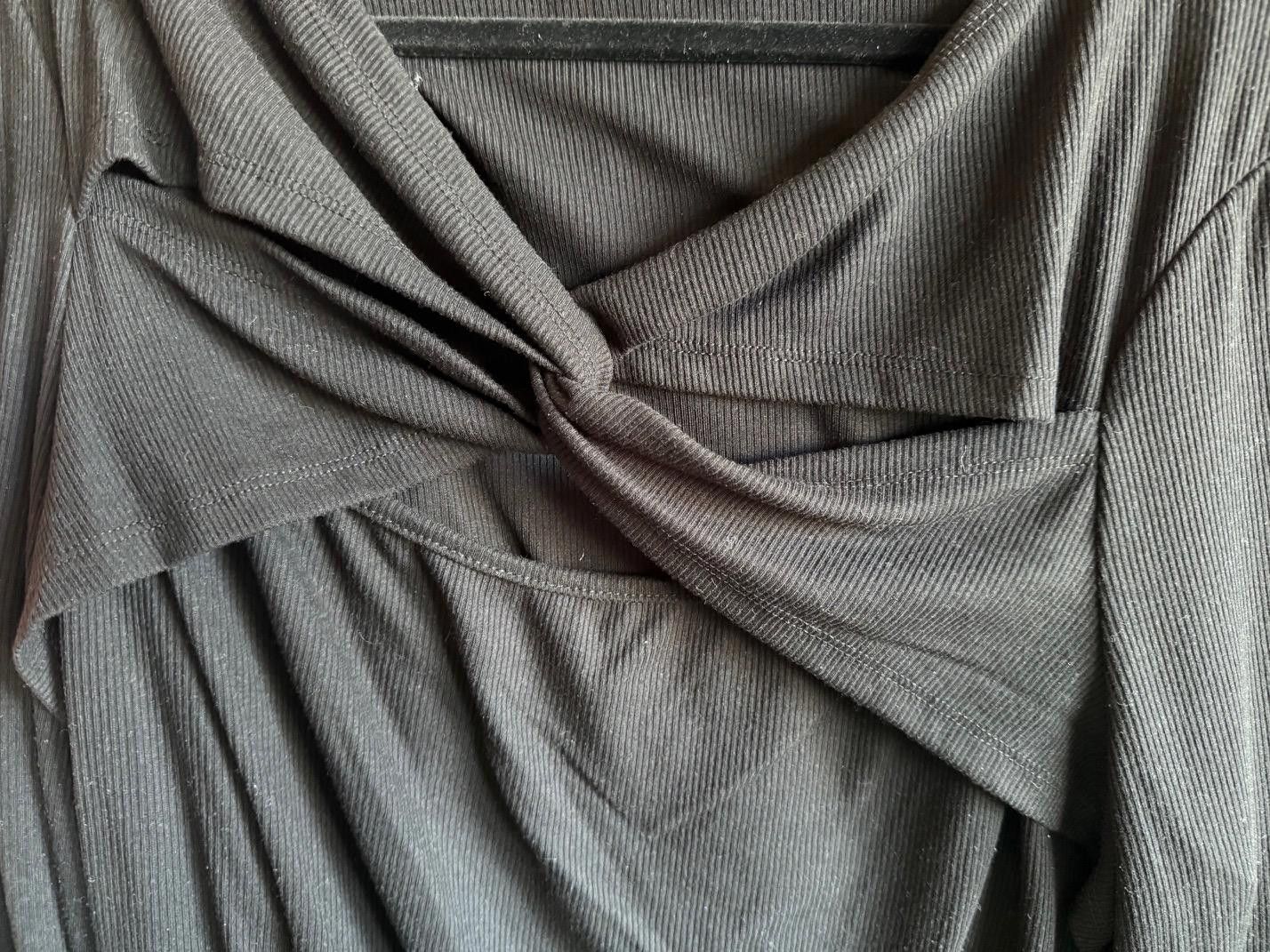 Designer Stylish Black Long Sleeve Top with Twisted Detail Size 4XL / US 24-26 - 4 Thumbnail