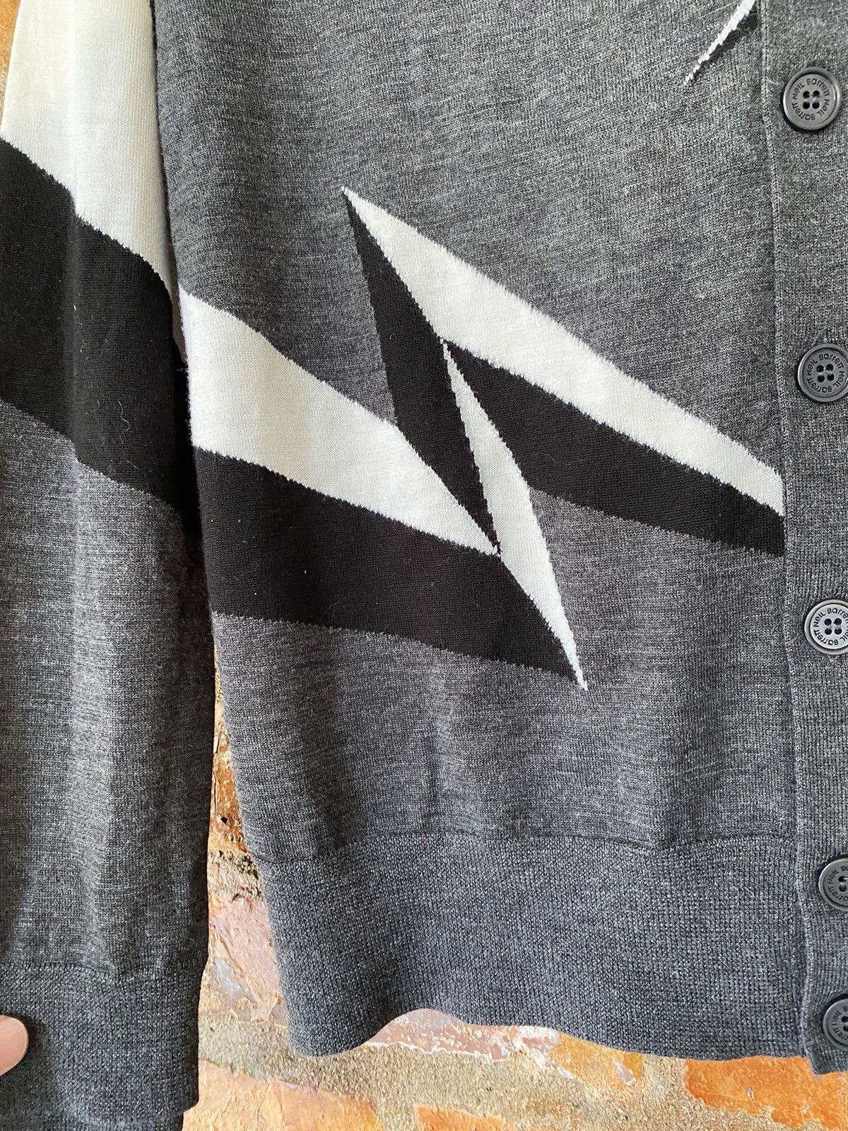 Japanese Brand × Neil Barrett 2000s Neil Barrett Iconic 3D lighting wool cardigan Size US M / EU 48-50 / 2 - 9 Thumbnail