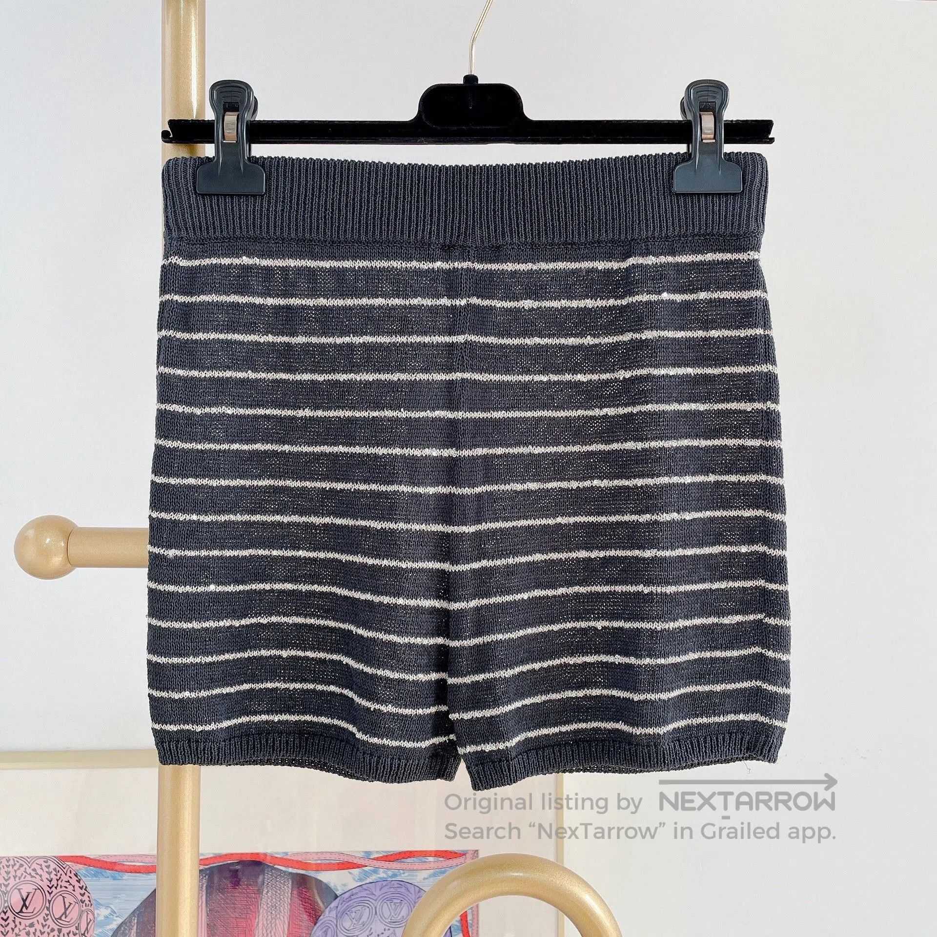 Brunello Cucinelli Brunello Cucinelli Black Striped Sequin Shorts. Size US 26 / EU 42 - 2 Thumbnail