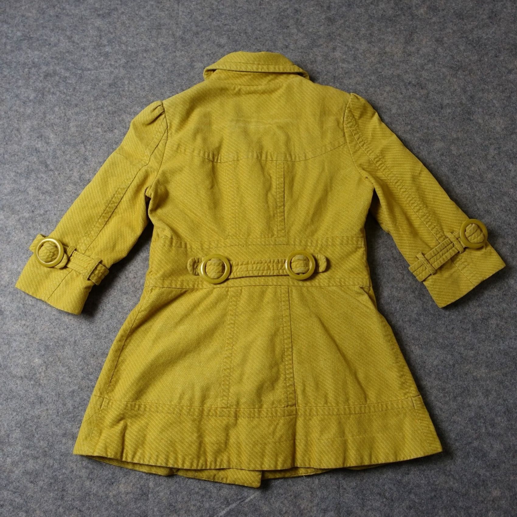 Anthropologie Elevenses Jacket Mens 4 Yellow Trench Coat Corduroy VTG Pattern Solid Long Sleeve Button Zip Casual Travel All Seasons Pockets 90s Classic Size S / US 4 / IT 40 - 6 Thumbnail