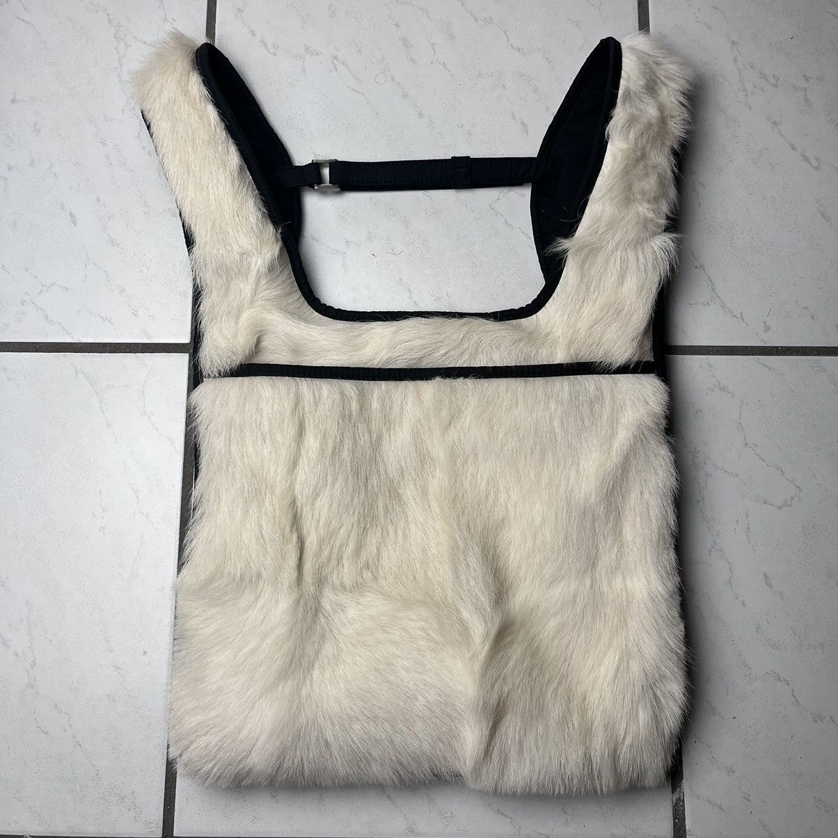 image of Archival Clothing x Prada Goat Fur Chest Rig Bag Backpack Ss99 in White, Men's