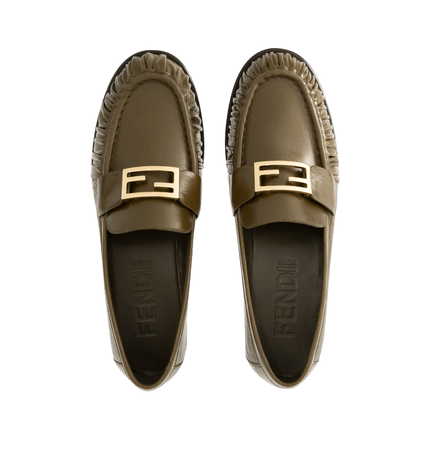 Fendi o1h1sh11225 Leather Loafers in Olive Green Size US 11 / IT 41 - 3 Thumbnail