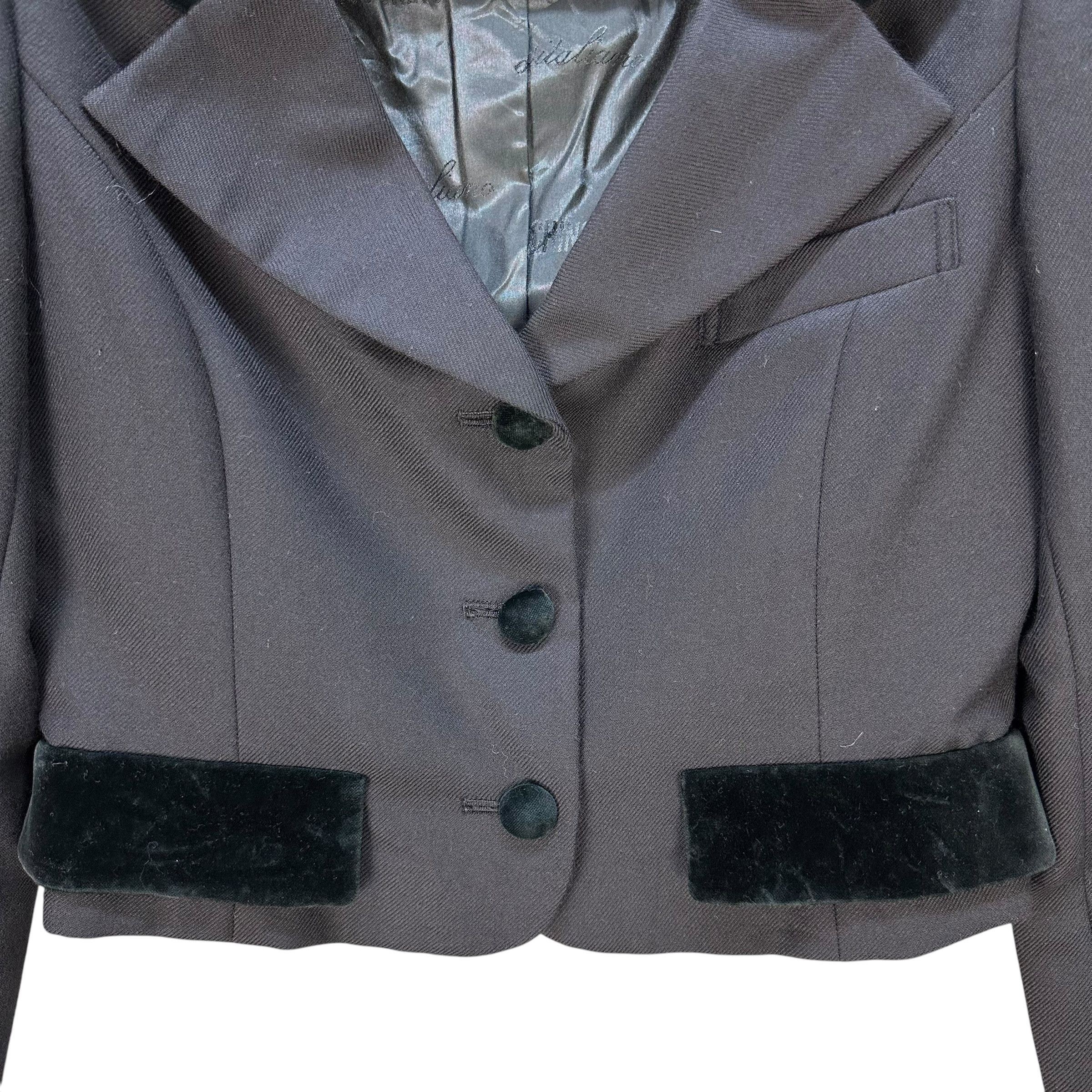 Moschino MOSCHINO Velvet Trim Formal Wool Cropped Jacket #A80-1926 Size M / US 6-8 / IT 42-44 - 3 Thumbnail