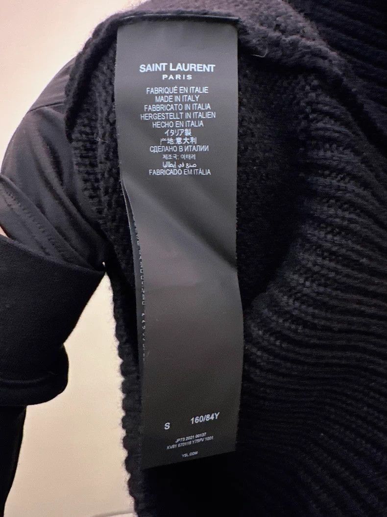 Saint Laurent Paris Saint Laurent Paris Black sequined logo cashmere cardigan Size S / US 4 / IT 40 - 4 Thumbnail