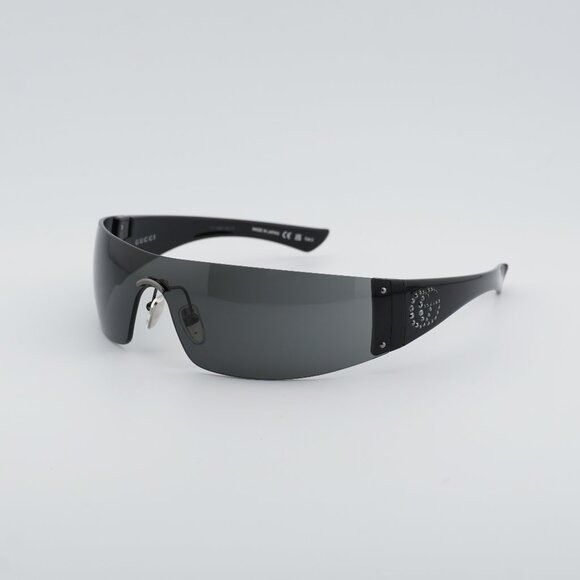 Gucci Gucci GG1958S 001 Sunglasses Ruthenium Shield Frame, Grey Size ONE SIZE - 1 Thumbnail