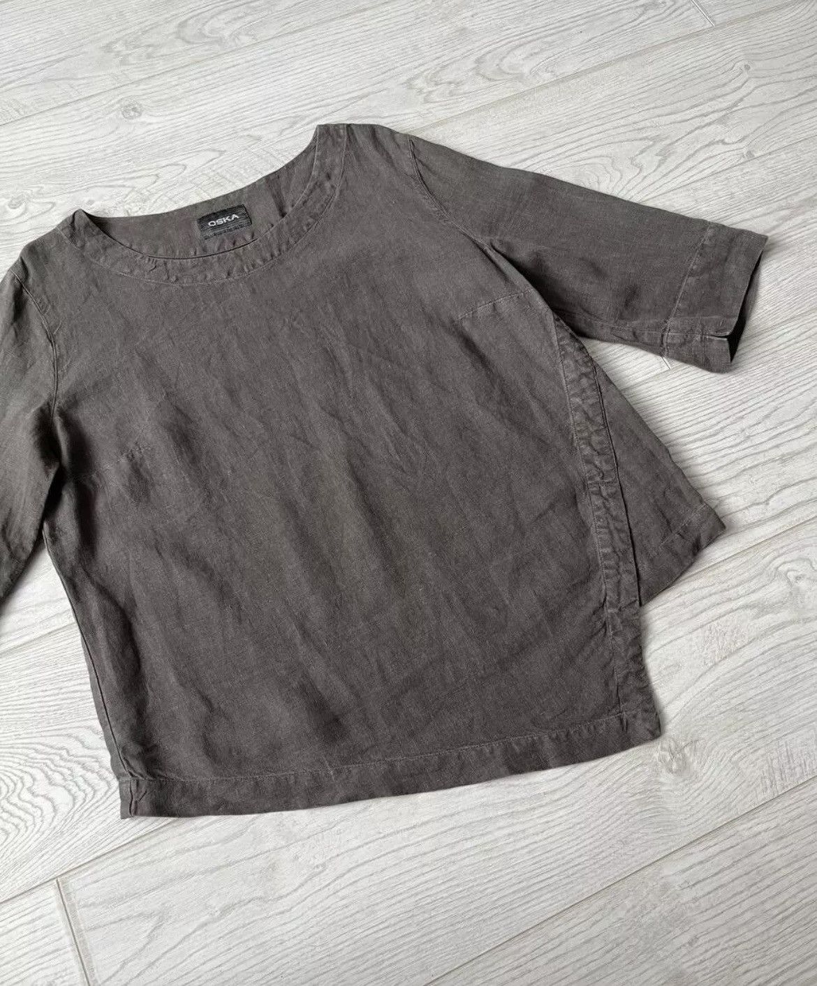 OSKA × Vintage OSKA Linen Asymmetric Hem Blouse – Size III (M/L) Size L / US 10 / IT 46 - 4 Thumbnail