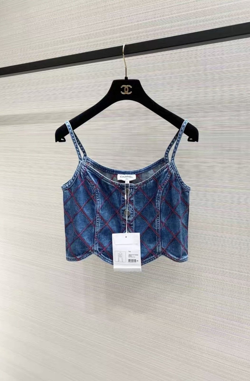 Chanel Chanel F36 22M Beach Denim Quilted Camisole Top J33 Size XS / US 0-2 / IT 36-38 - 1 Thumbnail