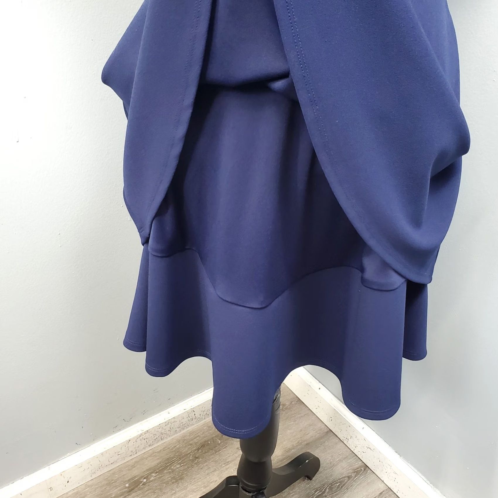 Vintage B. Darlin Womens Navy MiniDress Cap Sleeve Back Zip 13/14 Lined V-Neck Short Size XL / US 12-14 / IT 48-50 - 7 Thumbnail