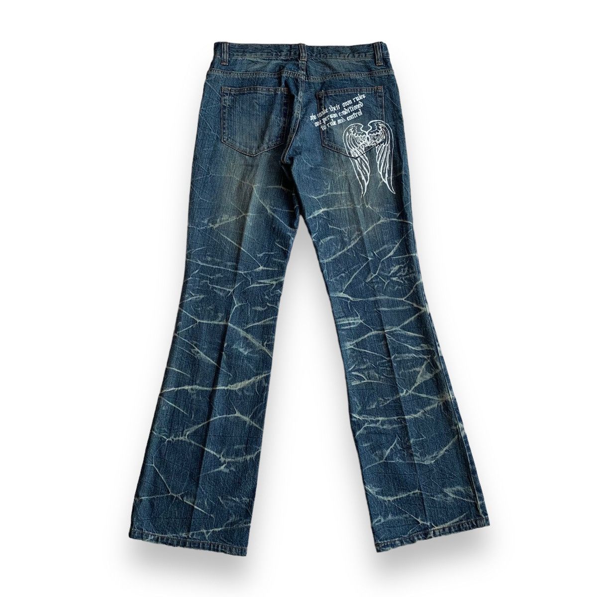 If Six Was Nine × Japanese Brand × Le Grande Bleu (L.G.B.) Nylaus distressed mud wash glitter print flared denim pants Size US 31 - 2 Thumbnail