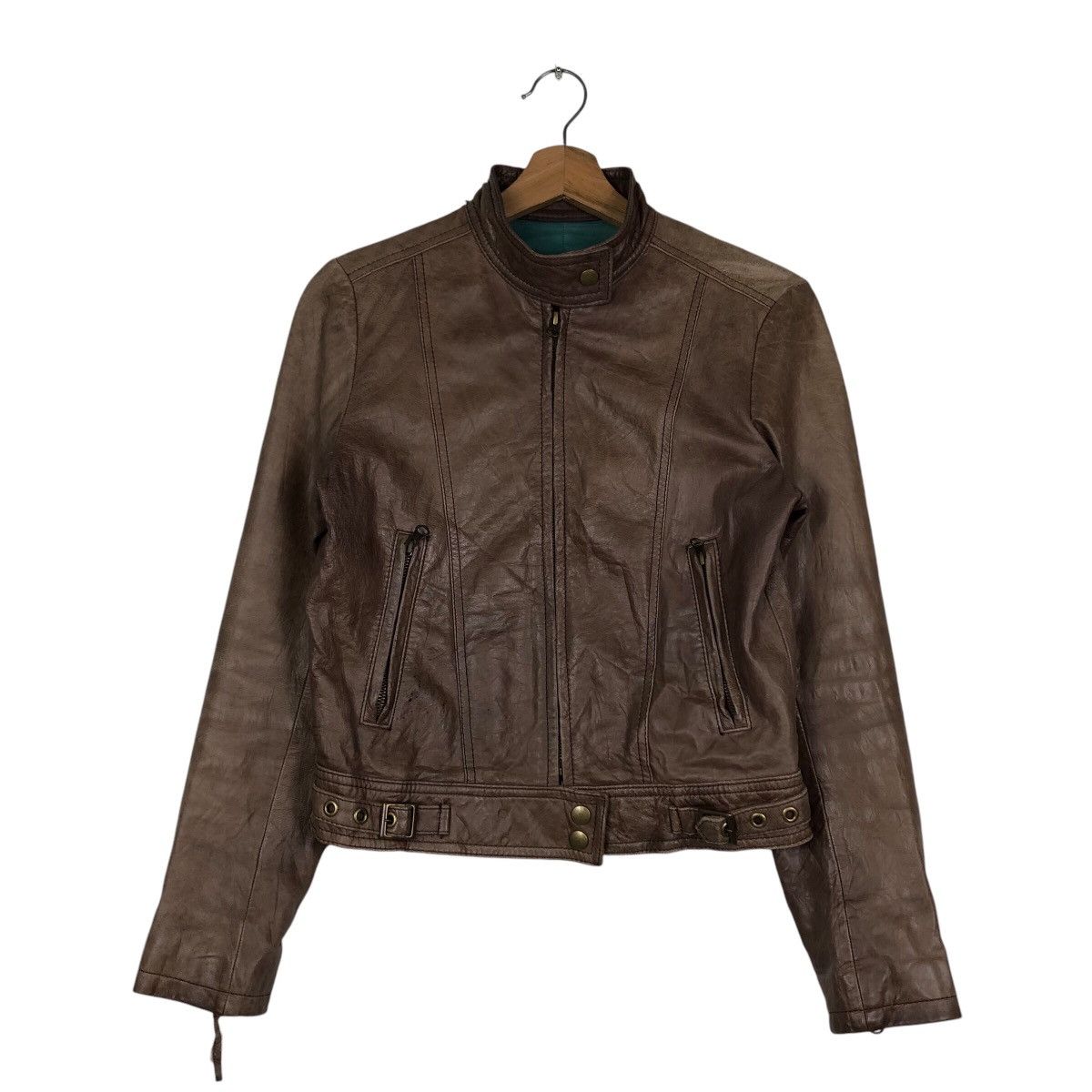 Japanese Brand 📌Vintage Cropped Biker Leather Jacket Milpano Issey Miyake Size US M / EU 48-50 / 2 - 2 Thumbnail
