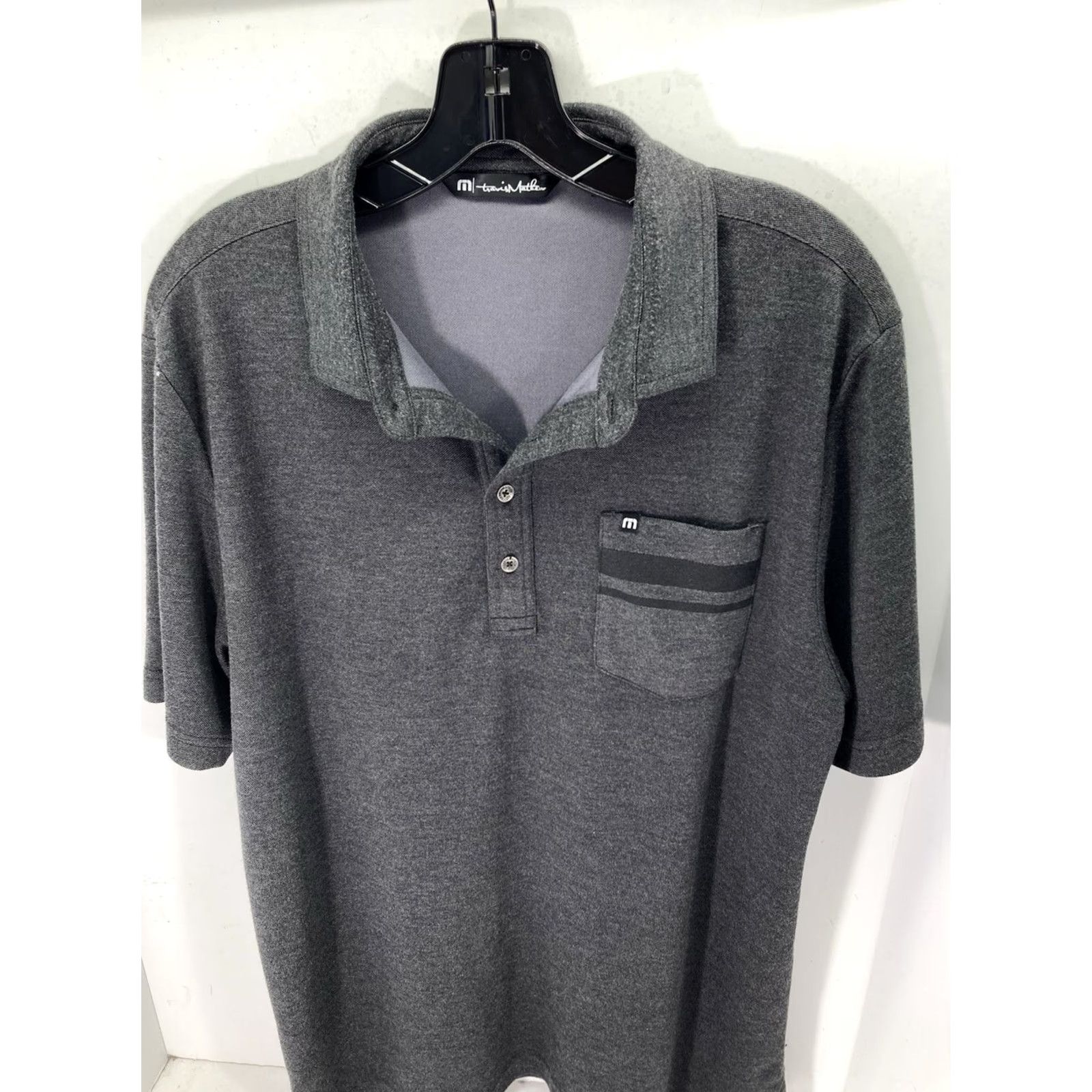 Vintage Travis Matthew Polo Shirt Men Large Dark Gray Short Sleeve Pullover Pocket Golf Shirt Slim Fit Size US L / EU 52-54 / 3 - 2 Thumbnail