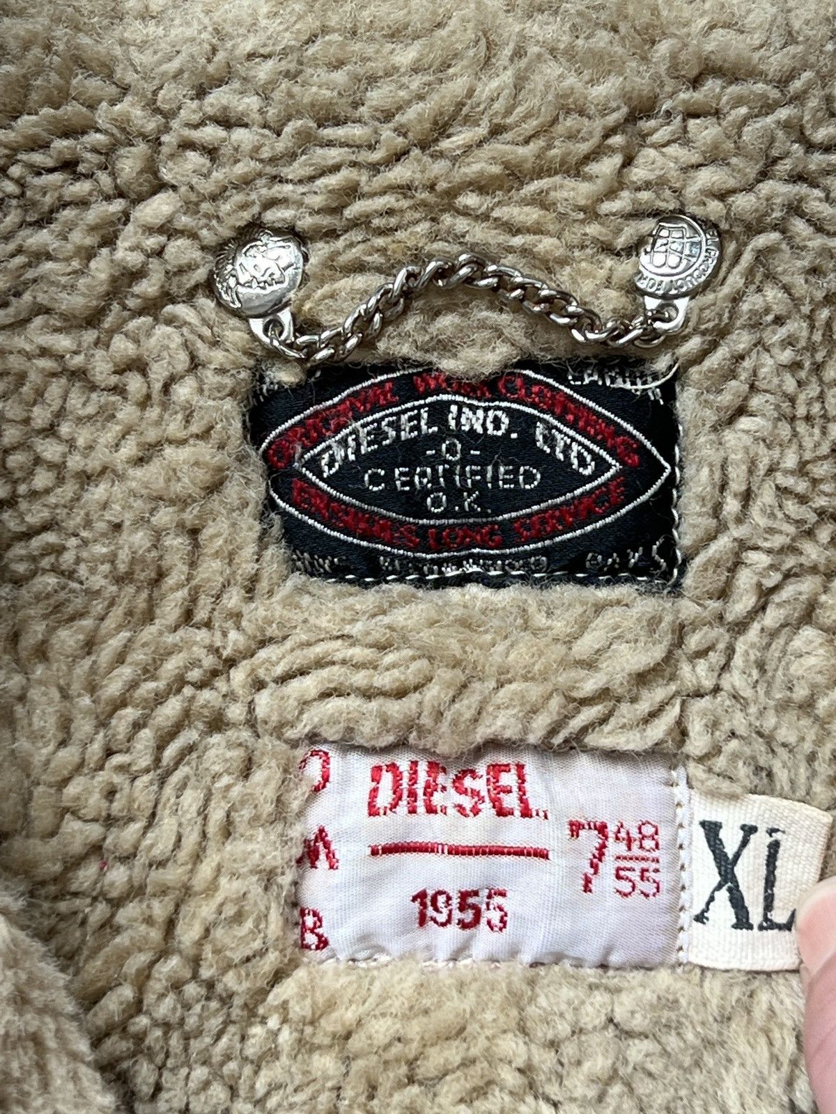 Diesel × Japanese Brand × Vintage Diesel DMB 1955 Vintage Waxed Cotton & Shearling Jacket Size US XL / EU 56 / 4 - 14 Thumbnail