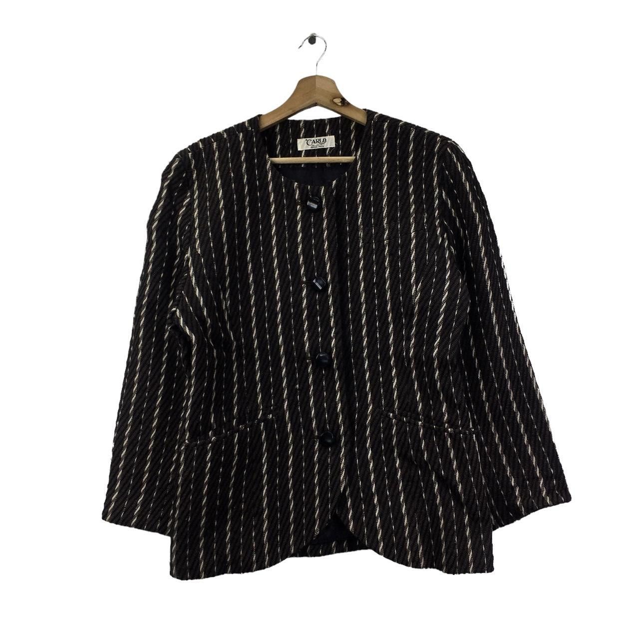 Vintage Vtg CARLO PRET A PORTER French Designer Striped Coat Blouse Size M / US 6-8 / IT 42-44 - 1 Thumbnail