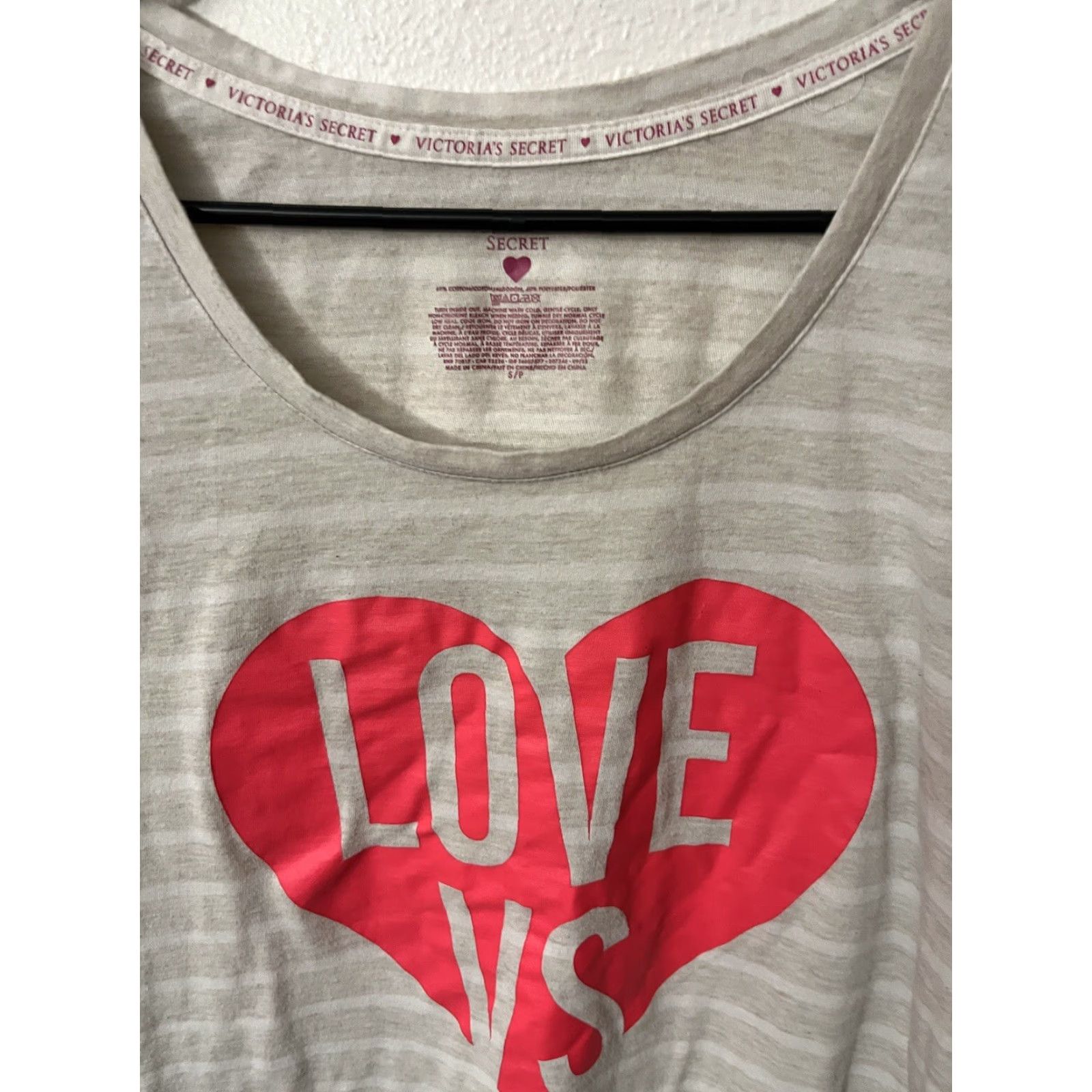 Victoria's Secret VINTAGE Victoria's Secret Sleep Shirt Striped Gown Beigе S Small Women's Long Sleeve Love 90s Theme Size S / US 4 / IT 40 - 3 Thumbnail