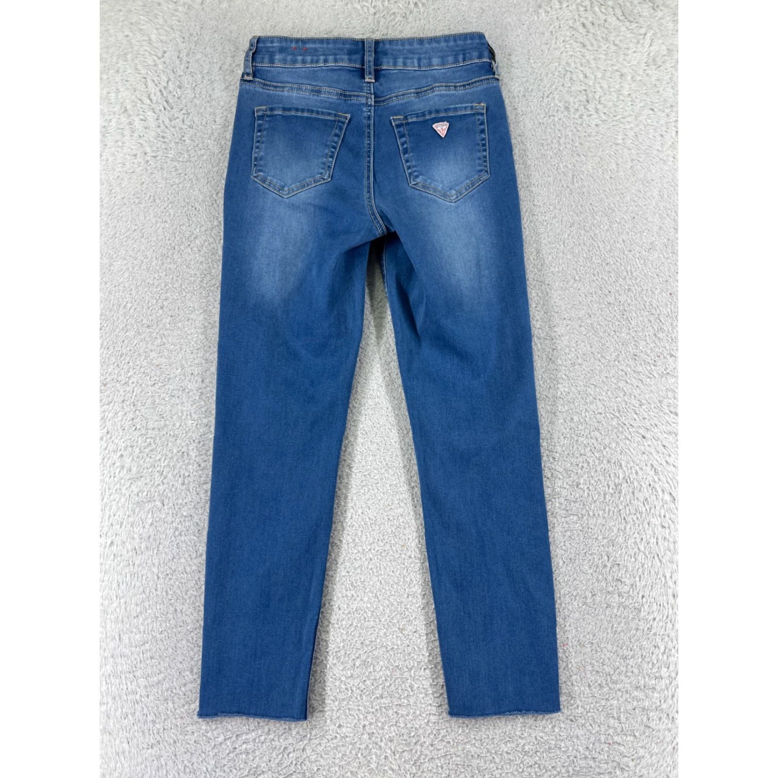 Guess Bullhead Jeans Juniors 22 Blue Denim High Waist Skinny 5-Pocket Distressed Comfort Stretch Vintage No Size 40" / US 18 - 2 Thumbnail