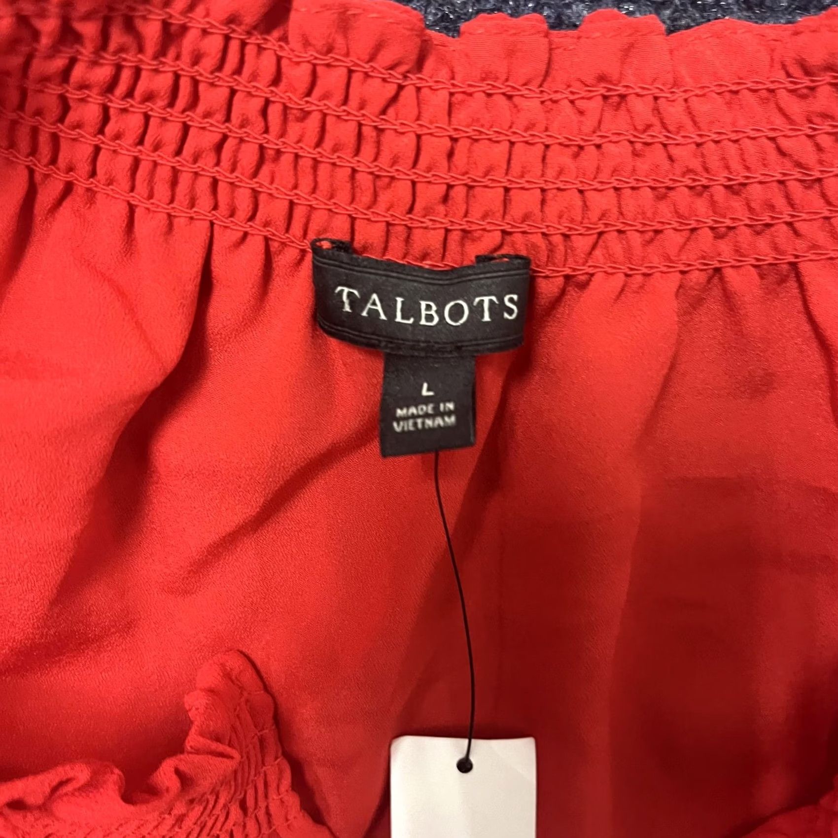 Talbots Talbots Blouse Womens Large Red Off Shoulder Short Sleeve Ruffle Top Size L / US 10 / IT 46 - 2 Thumbnail